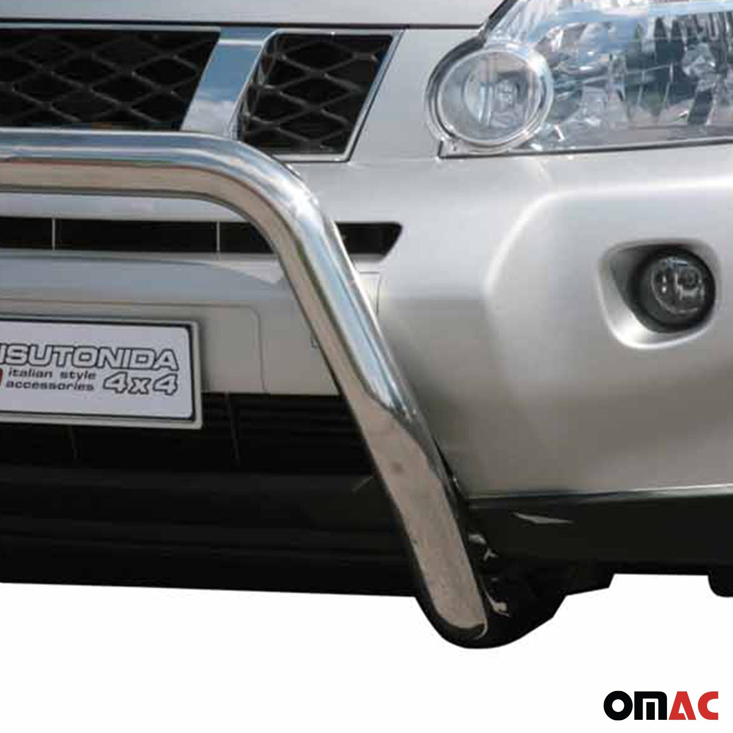 Bull Barra Frontal para Nissan X-Trail 2007-2010 Plata Brillante Acero
