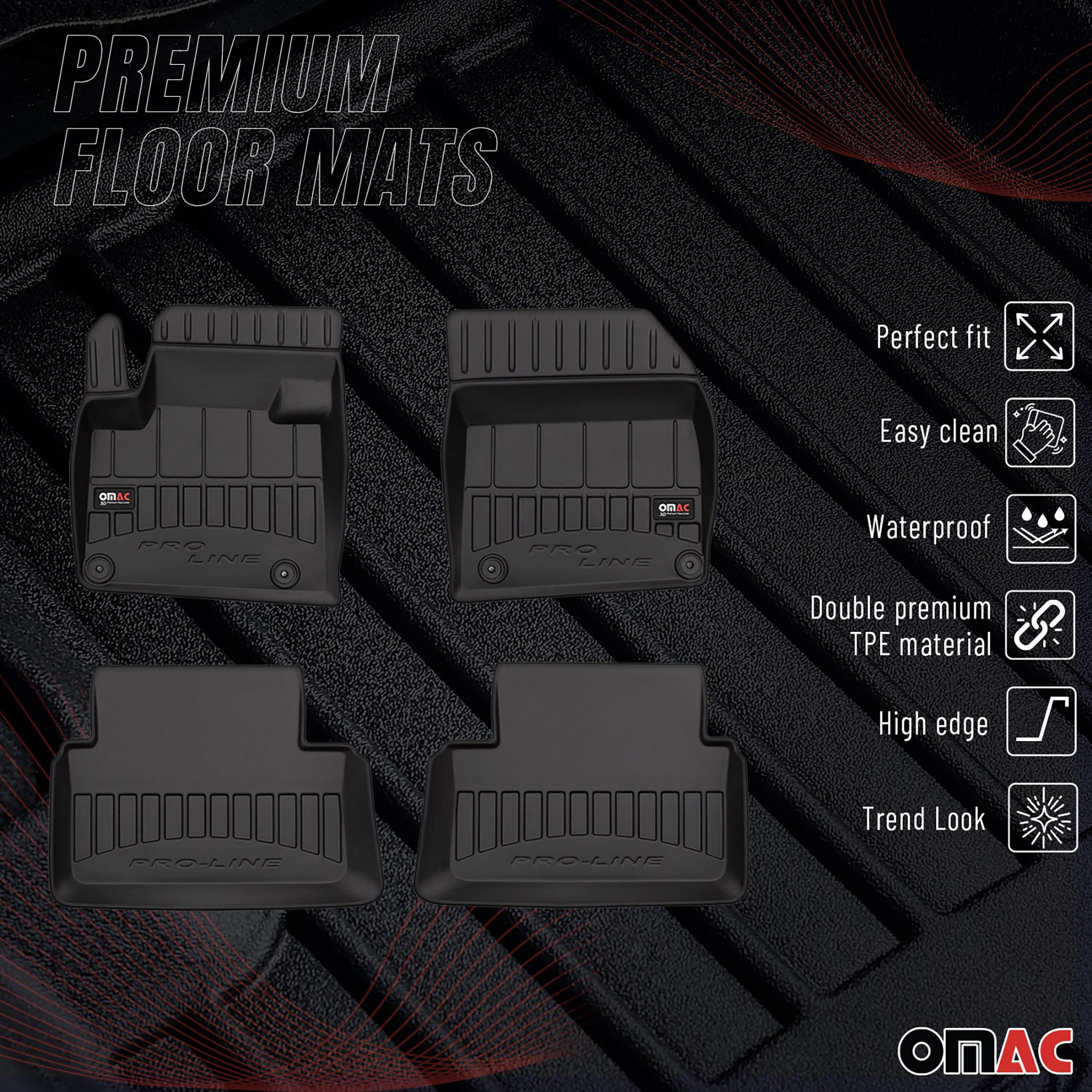 OMAC Premium Alfombrillas De Coche para Citroen C5 Sedán Break 2008-2017 Goma 4x