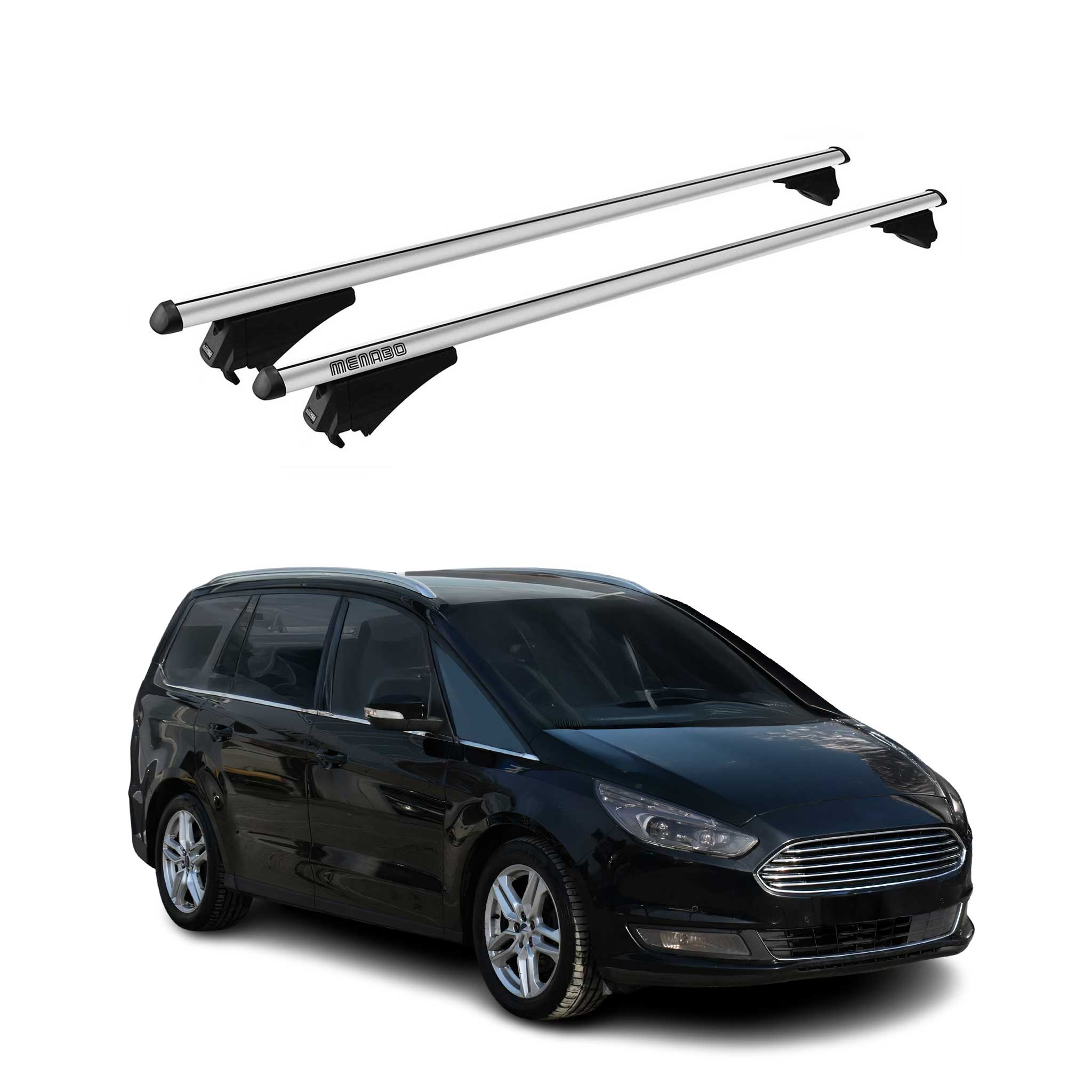 Menabo Barras de Techo Coche Baca para Ford Galaxy 2015-2023 Gris Aluminio 2Pza