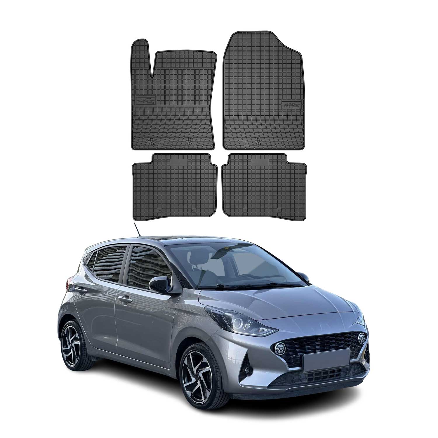 OMAC Alfombrillas De Coche para Hyundai i10 2019-2025 Negro Goma 4Pza