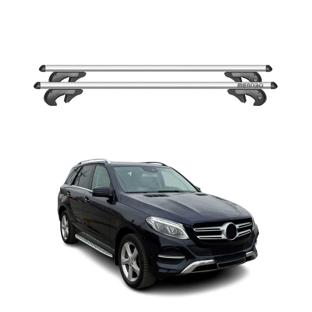 Menabo Barras de Techo Coche Barra para Mercedes GLE W166 2015-2018 Gris Alu 2x