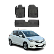OMAC Premium Alfombrillas De Coche para Toyota Yaris 2011-2019 Negro TPE Goma 3x