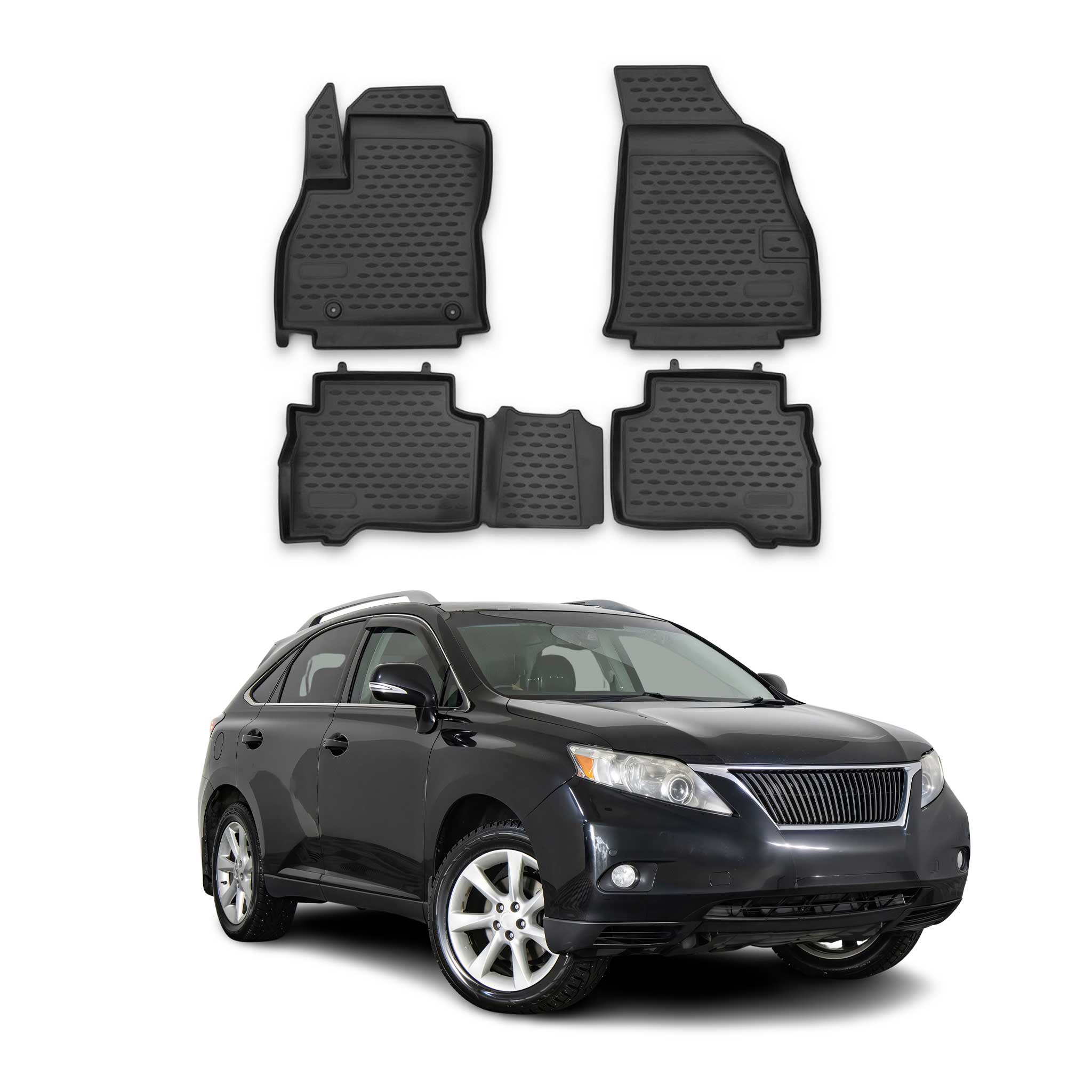 OMAC Alfombrillas De Coche para Lexus RX350 2009-2015 Negro Goma TPE 4Pza