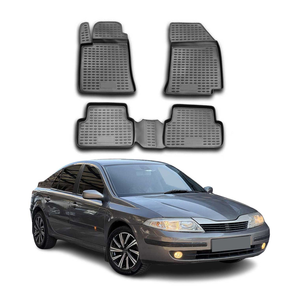 OMAC Alfombrillas De Coche para Renault Laguna 2001-2007 Negro Goma TPE 4Pza
