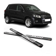 Par de Estribos Barras Laterales para VW Tiguan 2008-2011 Negro Brillante Acero