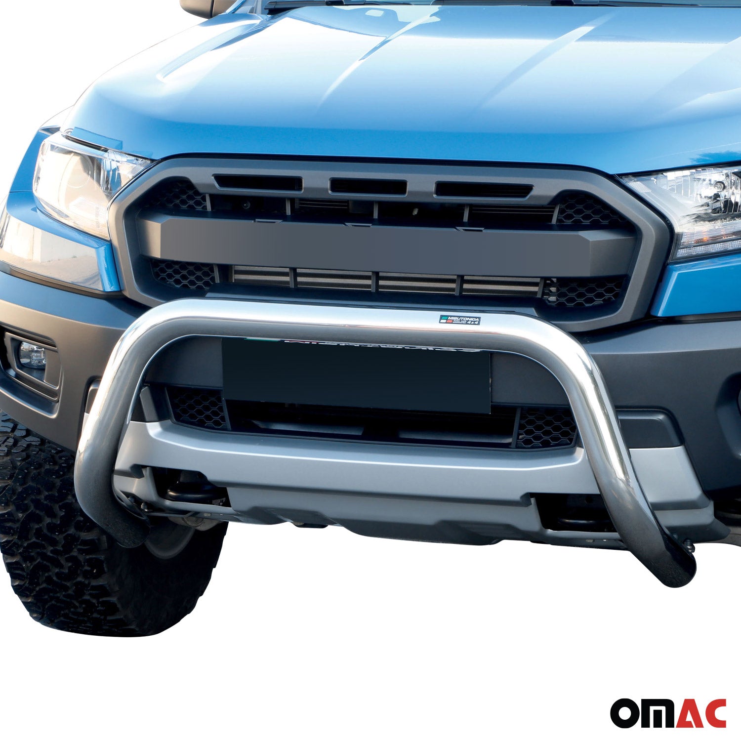 Bull Barra Frontal para Ford Ranger Raptor 2019-2022 Plata Brillante Acero 1Pza