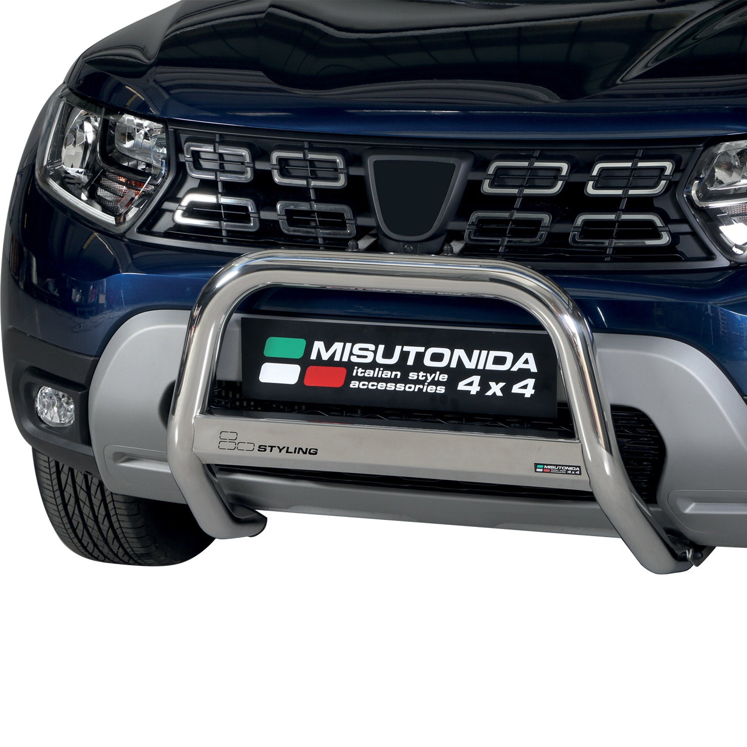 Bull Barra Frontal para Dacia Duster 2020-2025 Plata Brillante Acero 1Pza