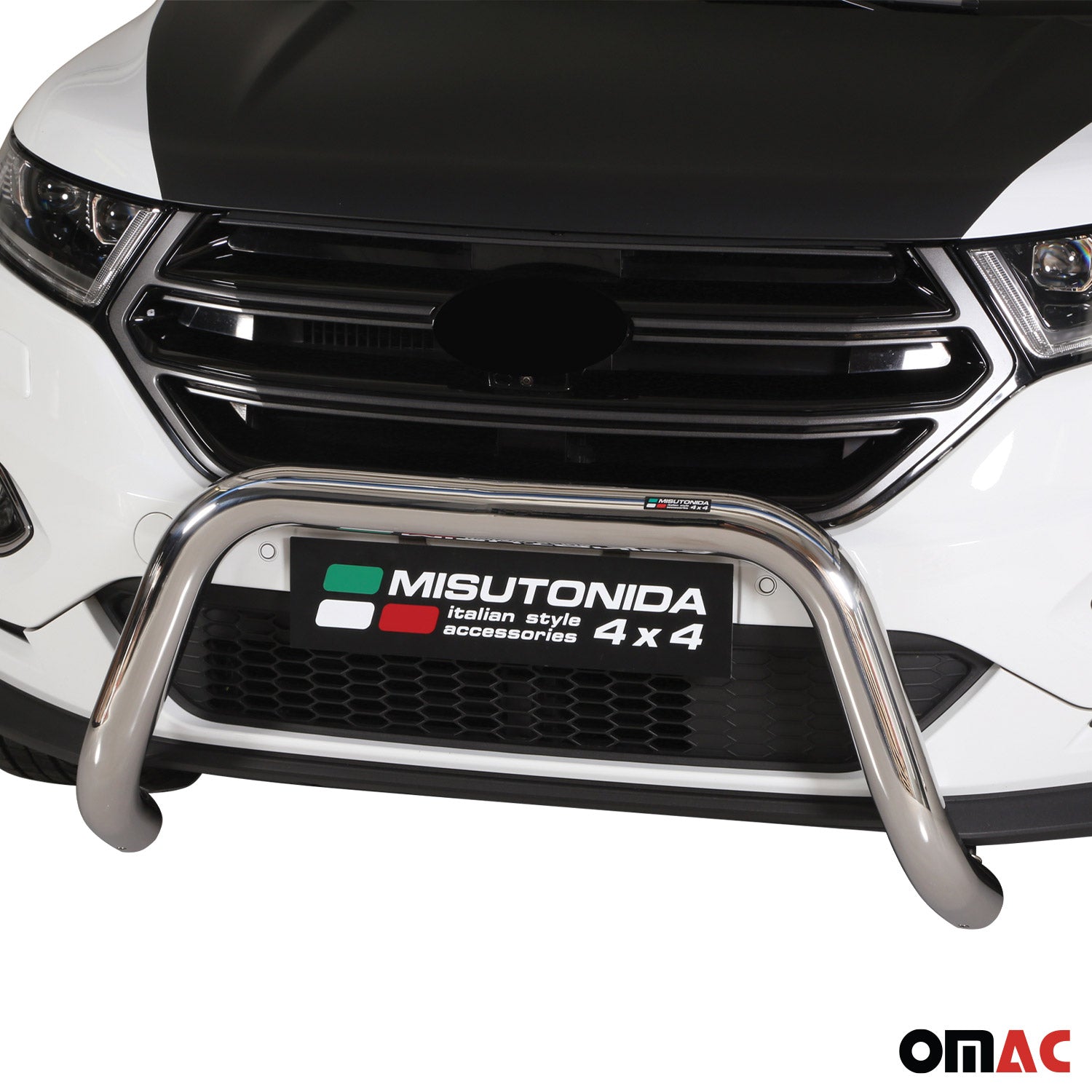 Bull Barra Frontal para Ford Edge 2014-2018 Plata Brillante Acero 1Pza