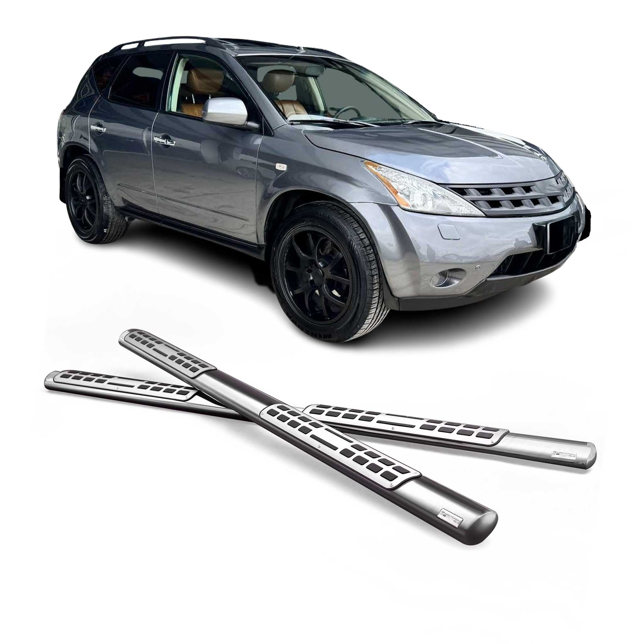 Par de Estribos Barras Laterales para Nissan Murano 2005-2008 Plata Acero 2x