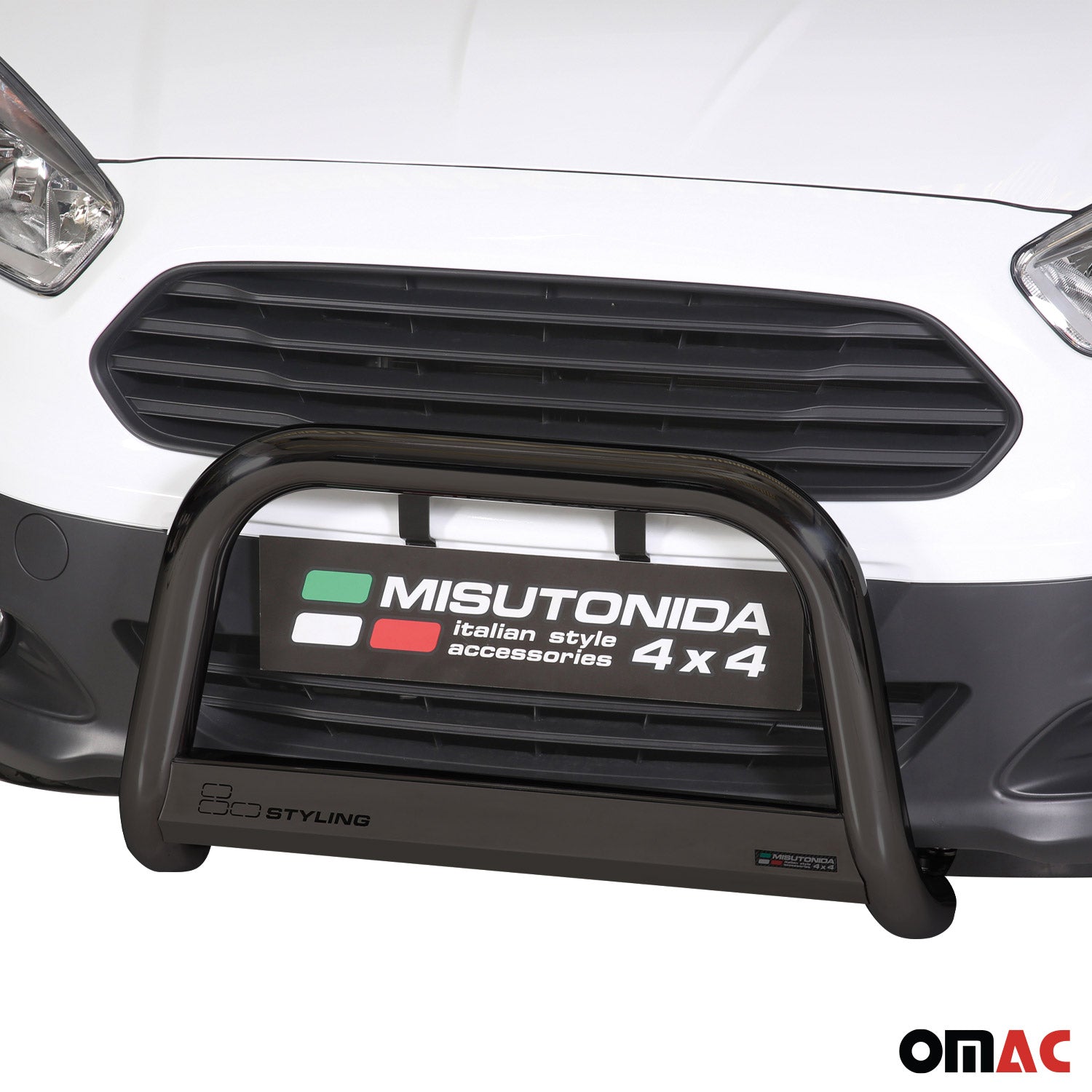 Bull Barra Frontal para Ford Transit Courier 2014-2017 Negro Brillante Acero