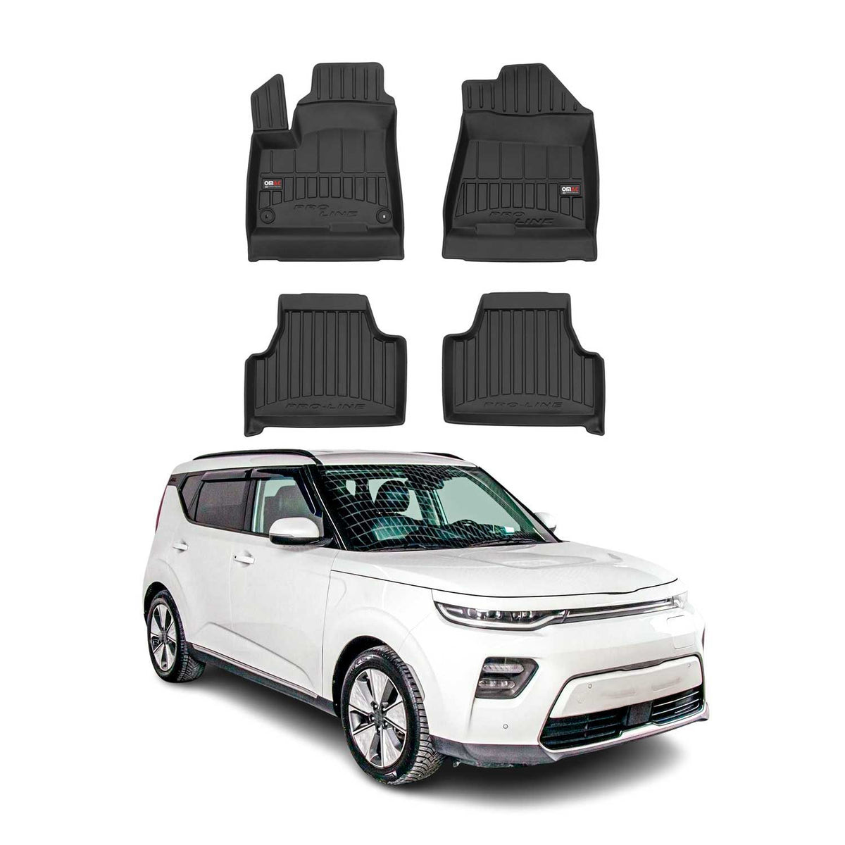 OMAC Premium Alfombrillas De Coche para Kia Soul EV 2020-2024 Negro TPE Goma 4x