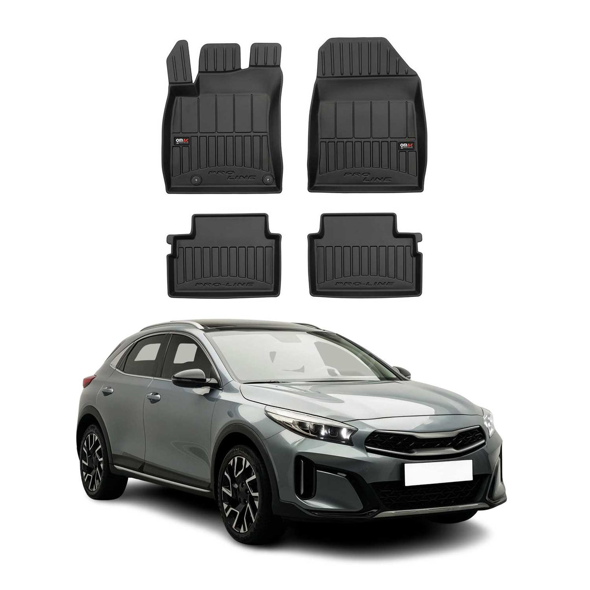 OMAC Premium Alfombrillas De Coche para Kia XCeed 2019-2025 Negro TPE Goma 4Pza