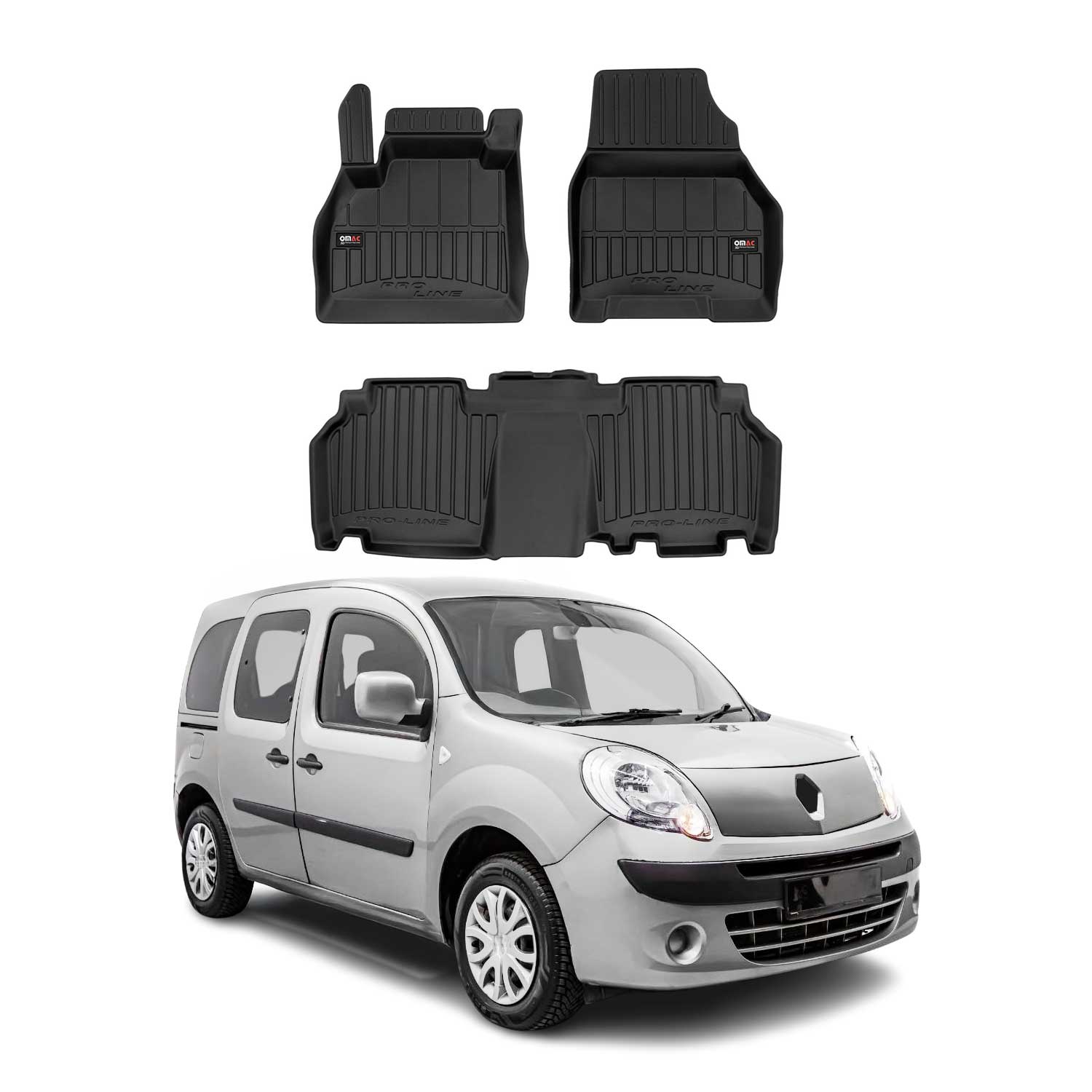 OMAC Premium Alfombrillas De Coche para Renault Kangoo 2007-2021 TPE Goma 3x