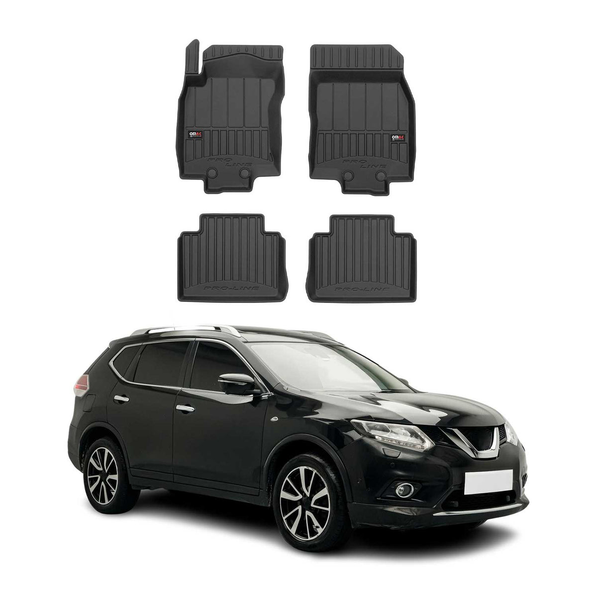 OMAC Premium Alfombrillas De Coche para Nissan X-Trail 2013-2021 TPE Goma 4x