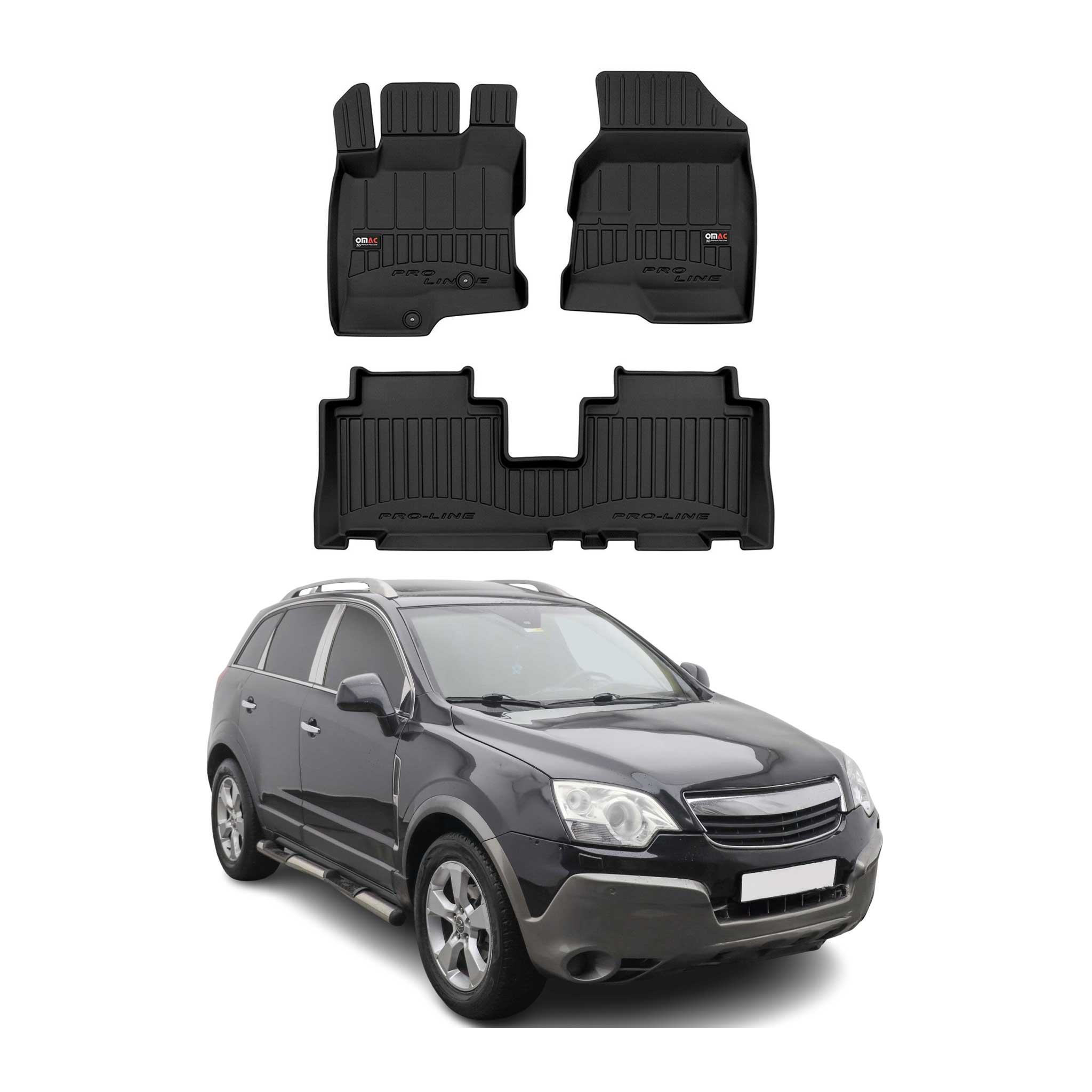 OMAC Premium Alfombrillas De Coche para Opel Antara 2006-2018 Negro TPE Goma 4x