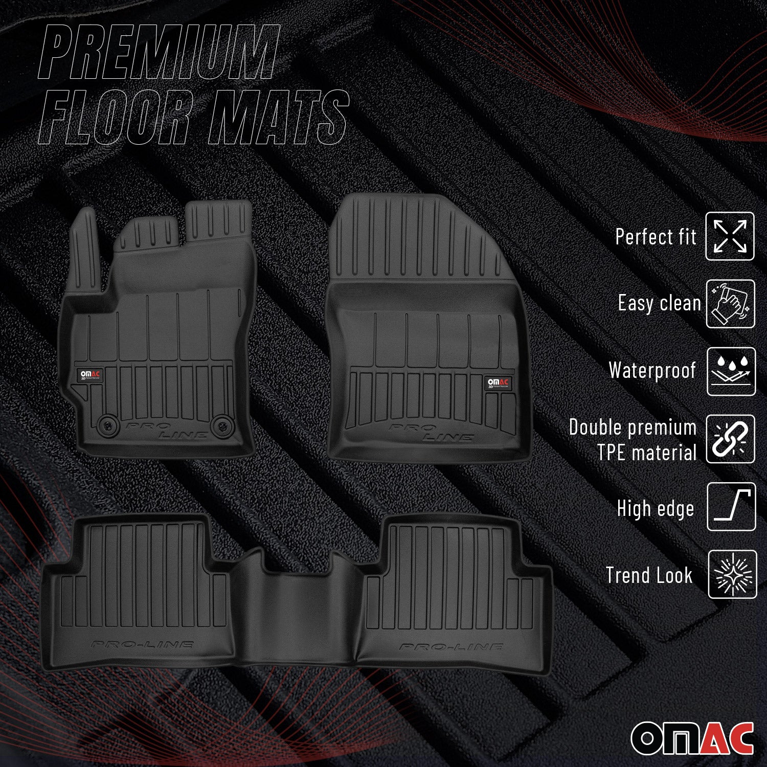 OMAC Premium Alfombrillas De Coche para Toyota Corolla Cross 2021-2026 Goma 3x