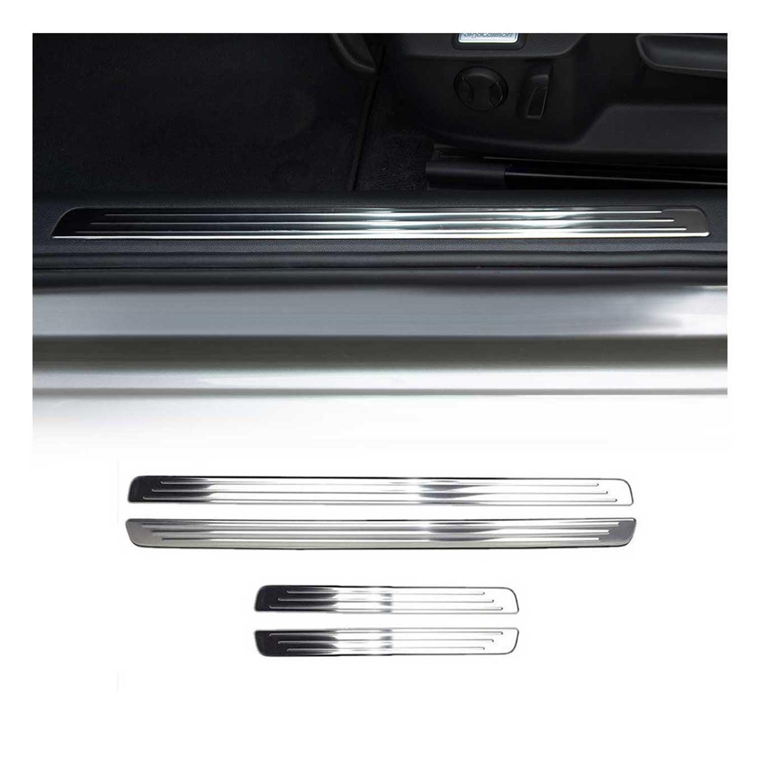 Interior Placa del coche Umbral Cubierta para VW Passat B8 2014-2023 Plata 4x