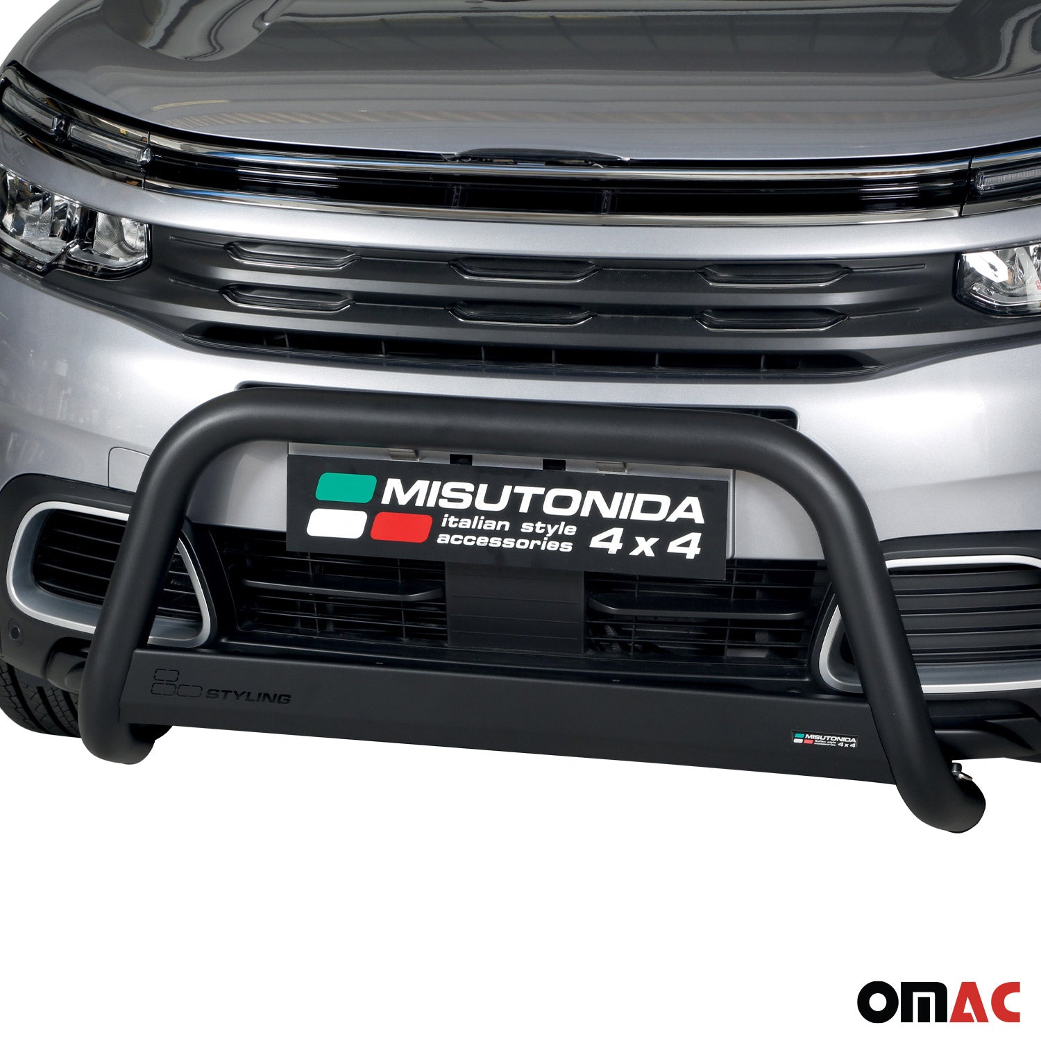 Bull Barra Frontal para Citroen C5 Aircross 2018-2022 Negro Brillante Acero 1Pza
