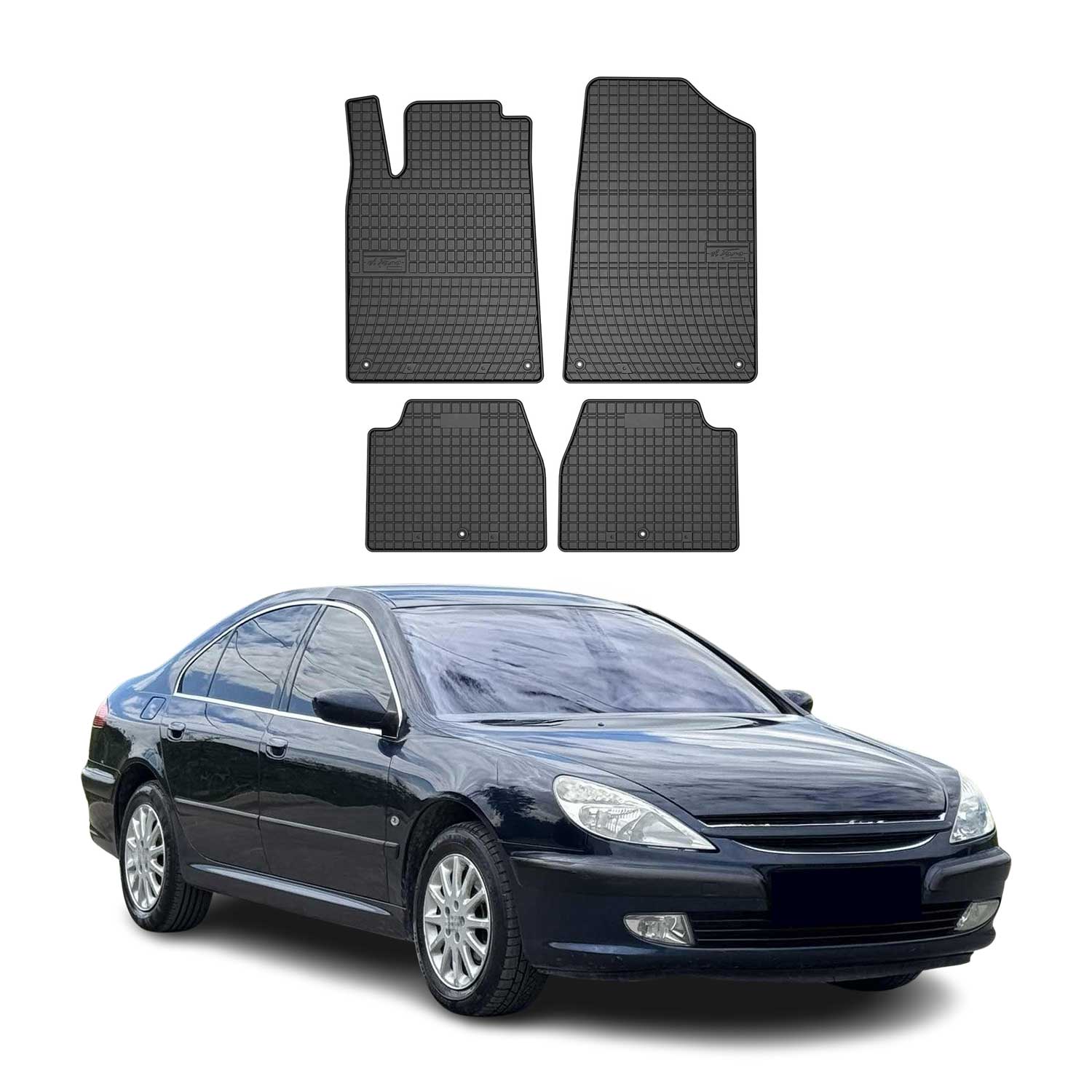 OMAC Alfombrillas De Coche para Peugeot 607 1999-2010 Negro Goma 4Pza