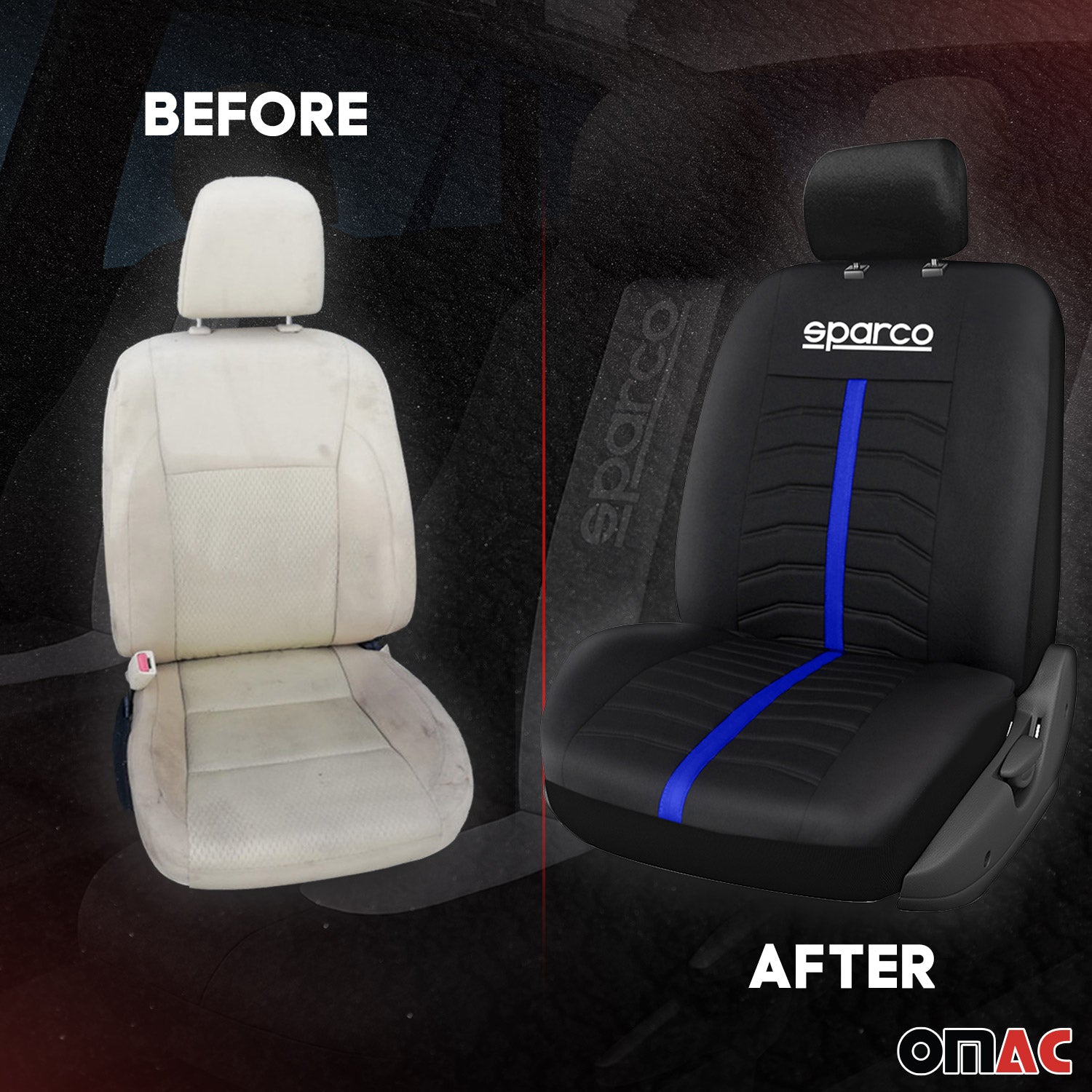 Sparco Funda de Asiento Universal Negro Azul Rojo Delantero Trasero