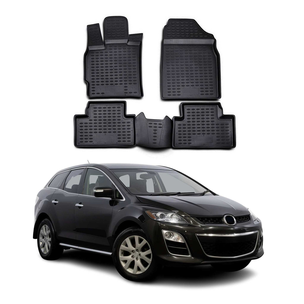 OMAC Alfombrillas De Coche para Mazda CX-7 2006-2012 Negro Goma TPE 4Pza