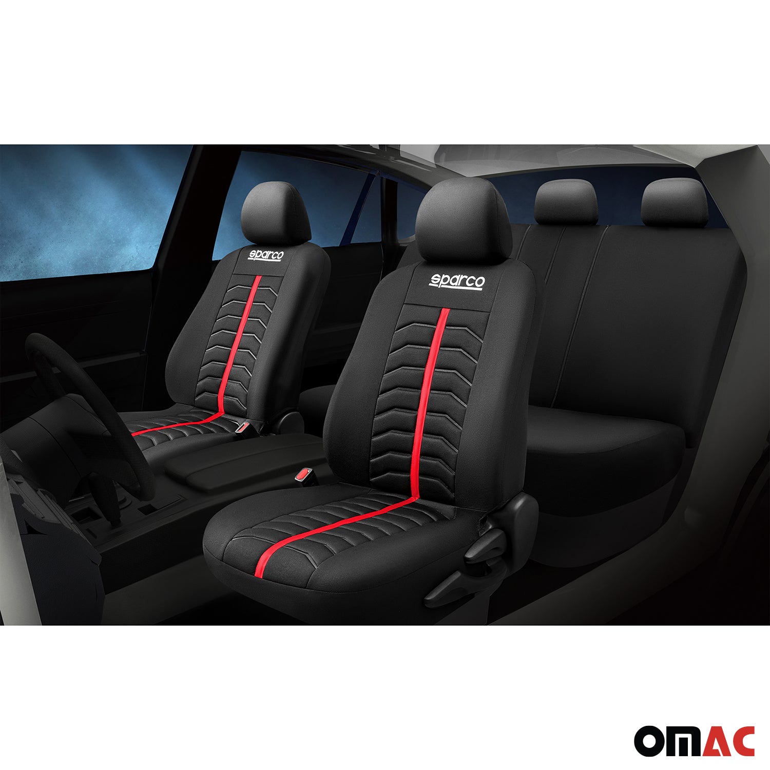 Sparco Funda de Asiento Universal Delantero Trasero Negro Rojo Poliéster