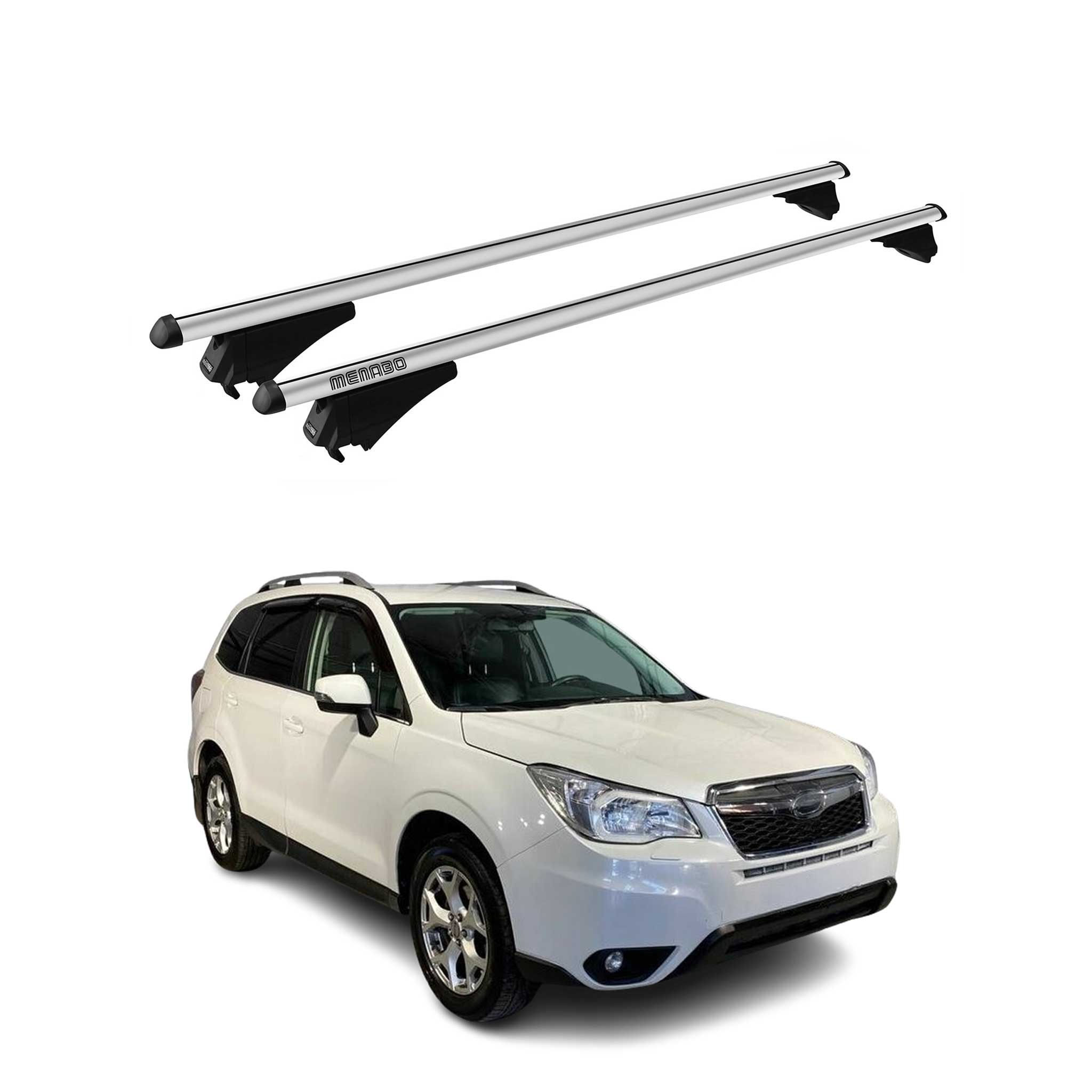 Menabo Barras de Techo Coche Baca para Subaru Forester SJ 2013-2018 Gris Alu 2x