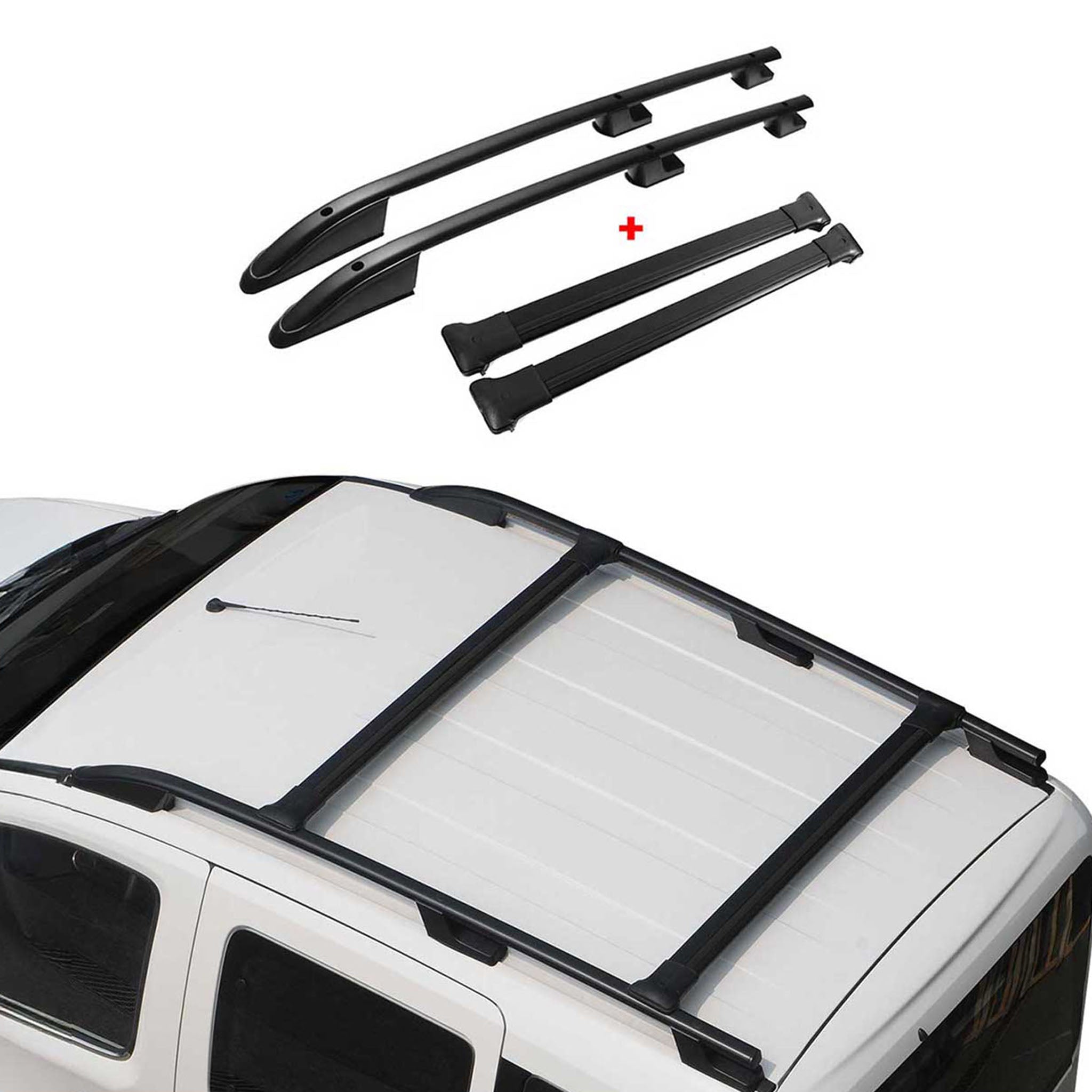 Rieles & Barras de Techo Coche para Mitsubishi L200 2014-2025 Negro Aluminio 4x