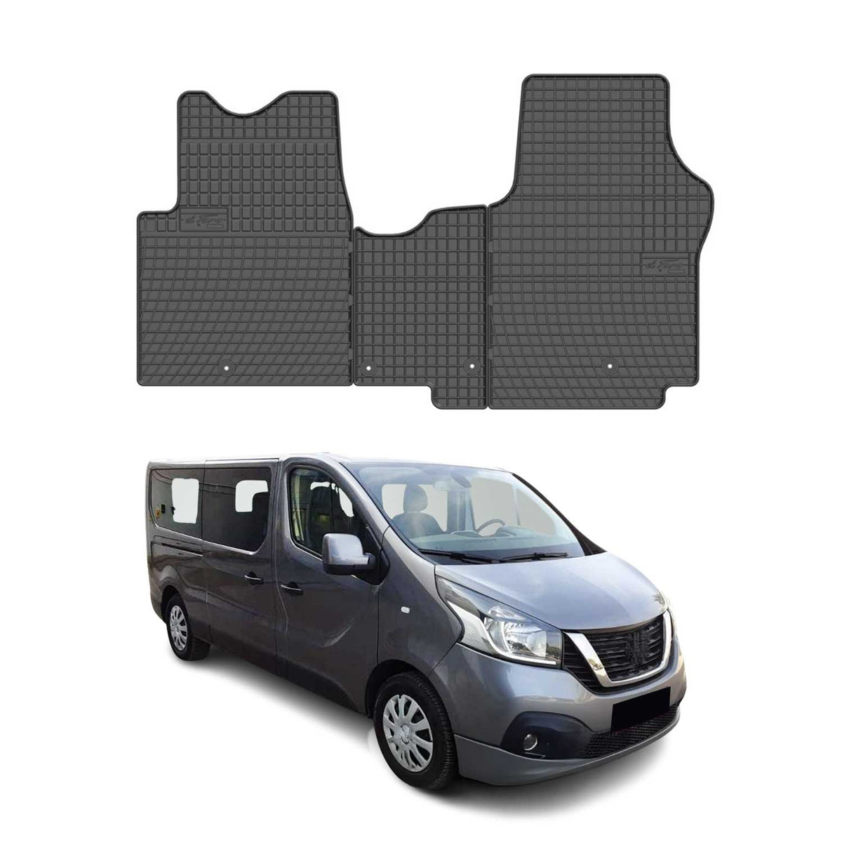 OMAC Alfombrillas De Coche para Nissan NV300 2016-2024 Negro Goma TPE 3Pza