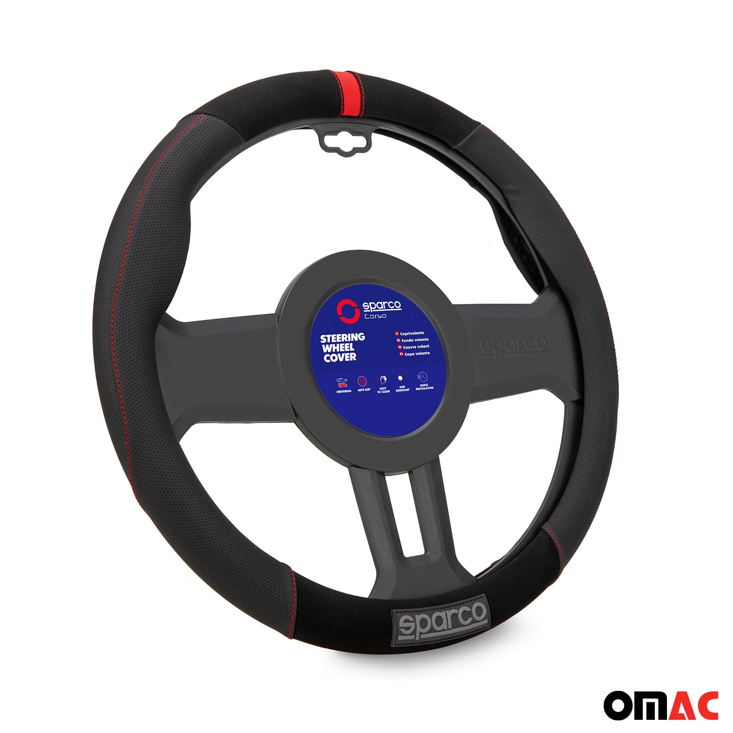 Sparco Cubierta de Para Volante de Automóvil Universal  ø37-38cm Negro Rojo