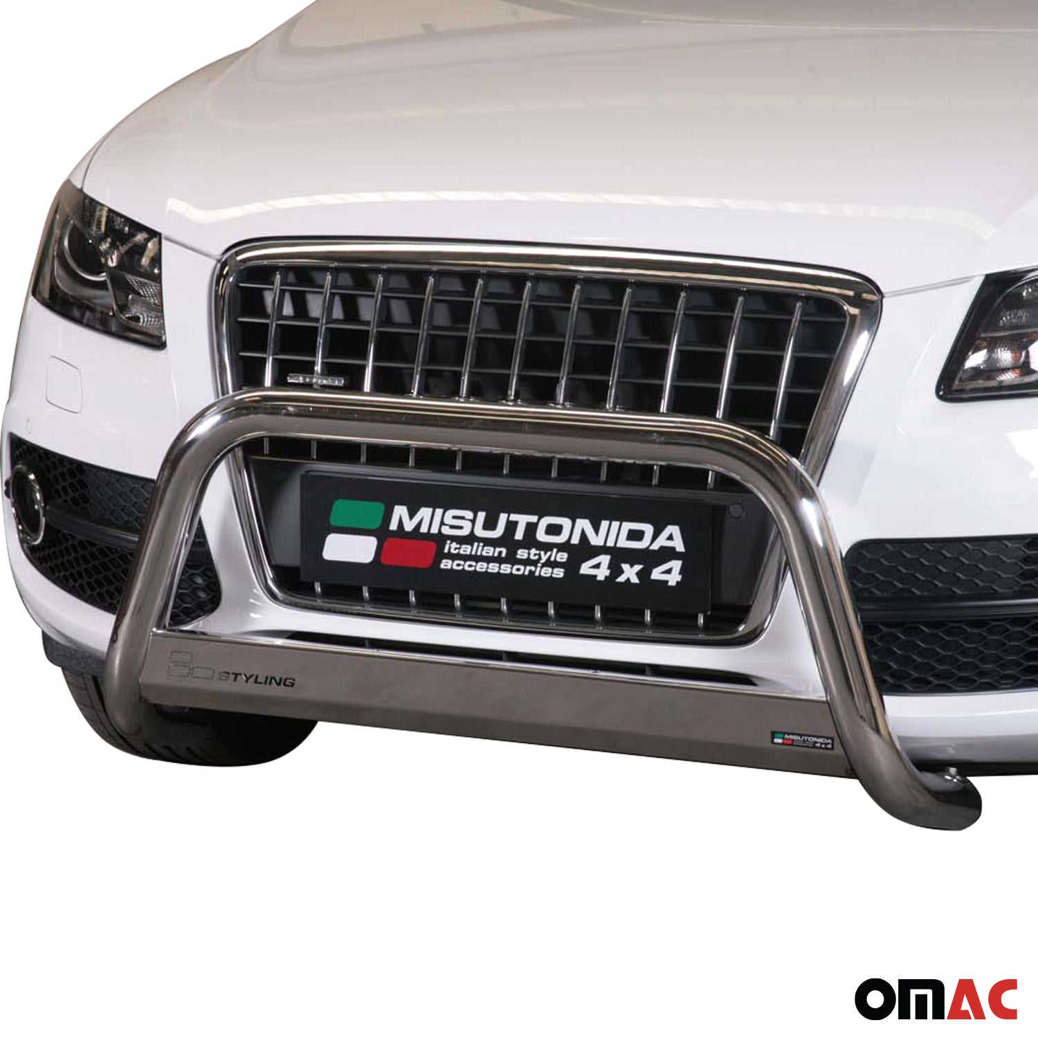 Bull Barra Frontal para Audi Q5 2008-2015 Plata Brillante Acero 1Pza