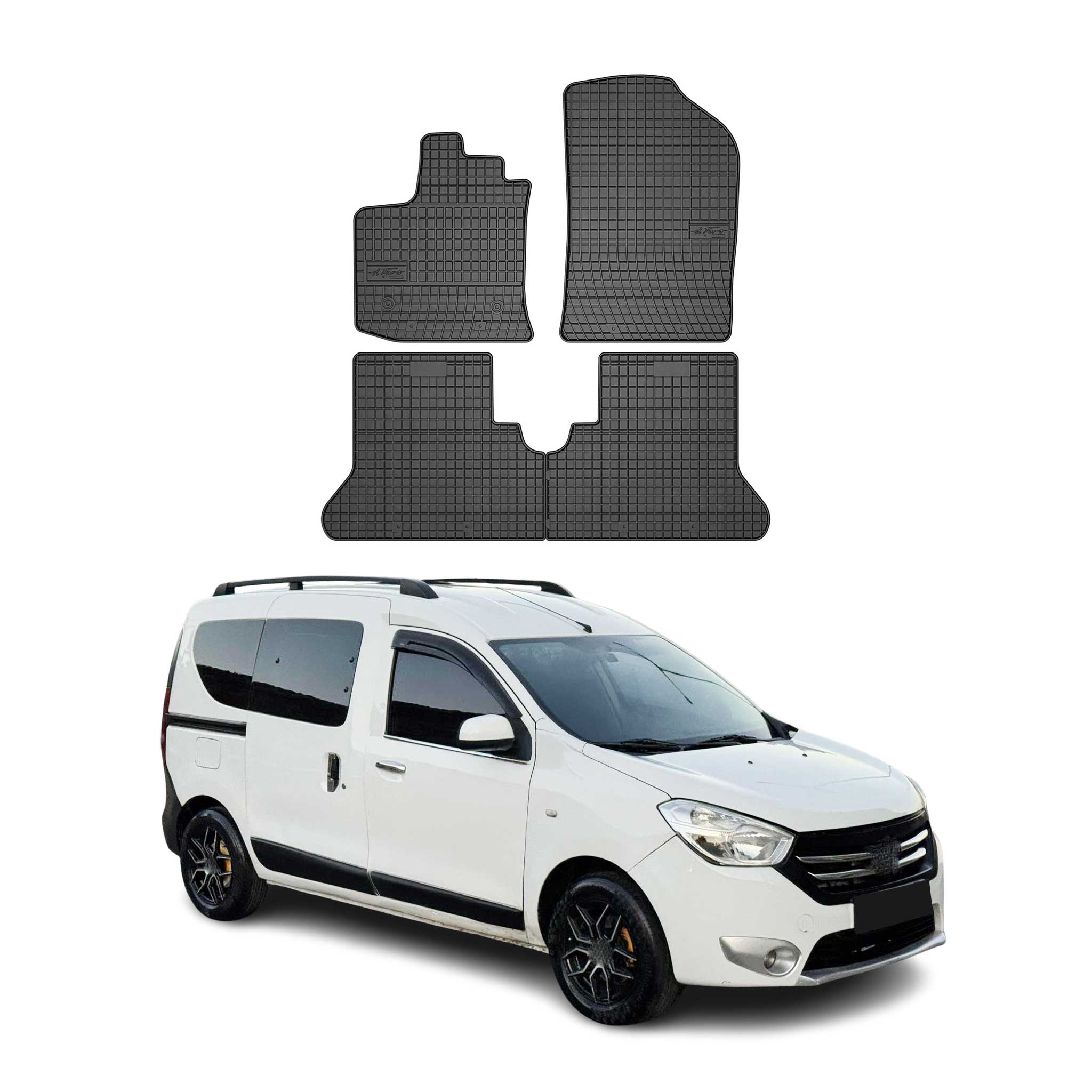 OMAC Alfombrillas De Coche para Dacia Dokker 2012-2021 Negro Goma 4Pza