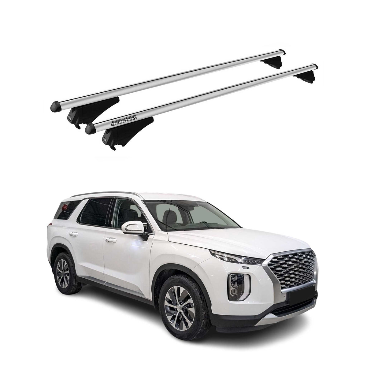 Menabo Barras de Techo Coche Baca para Hyundai Palisade 2019-2024 Gris Alu 2Pza