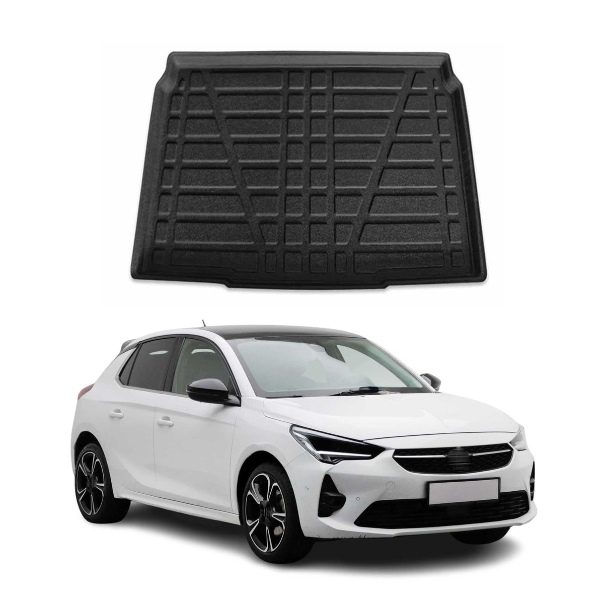 OMAC Bandeja Maletero Alfombrilla para Opel Corsa F 2020-2025 Negro Goma TPE