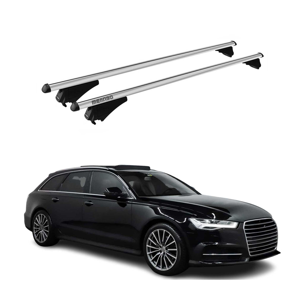 Menabo Barras de Techo Coche Baca para Audi A6 4G Familiar 2015-2018 Gris Alu 2x