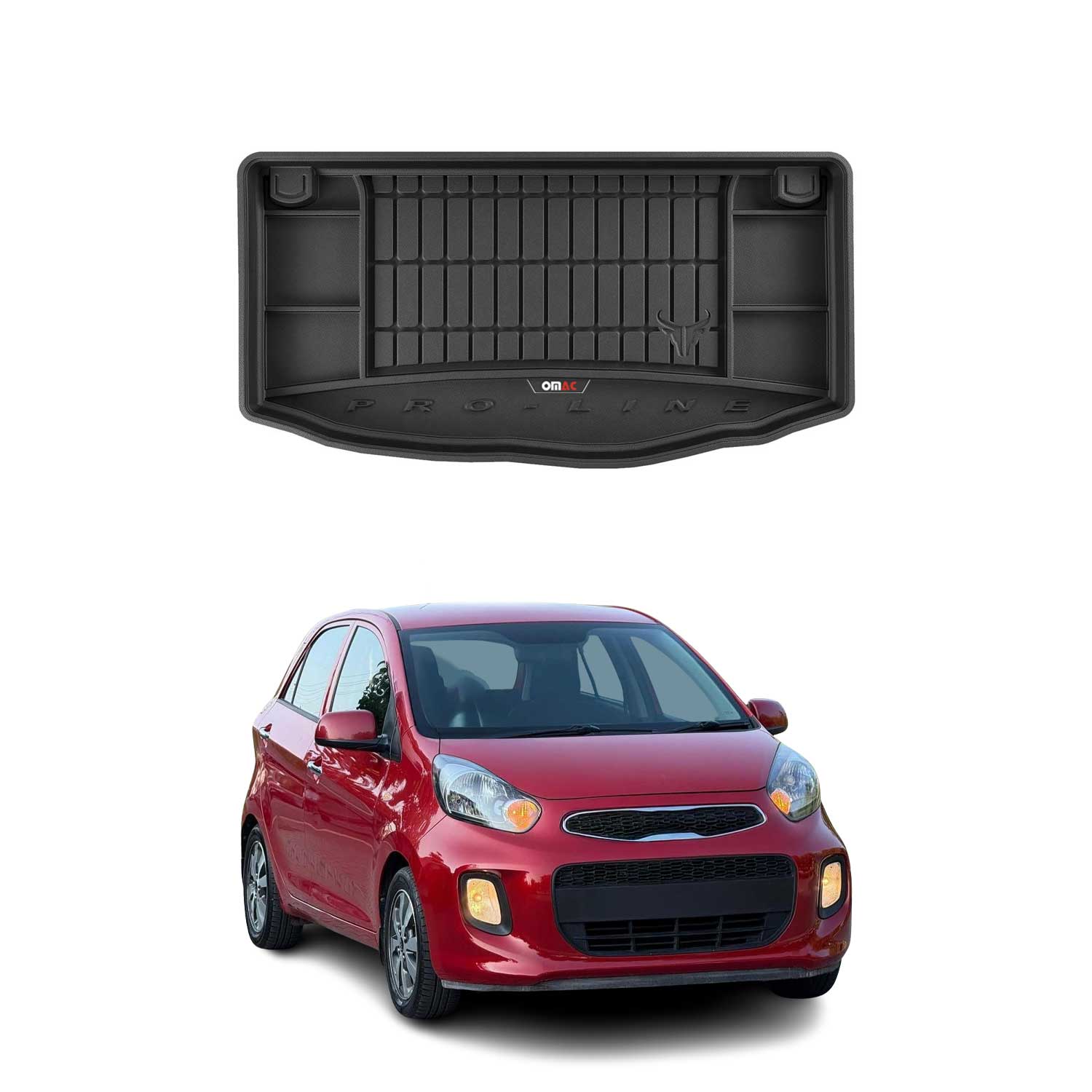 OMAC Premium Bandeja Maletero Alfombrilla para Kia Picanto 2011-2017 Negro TPE