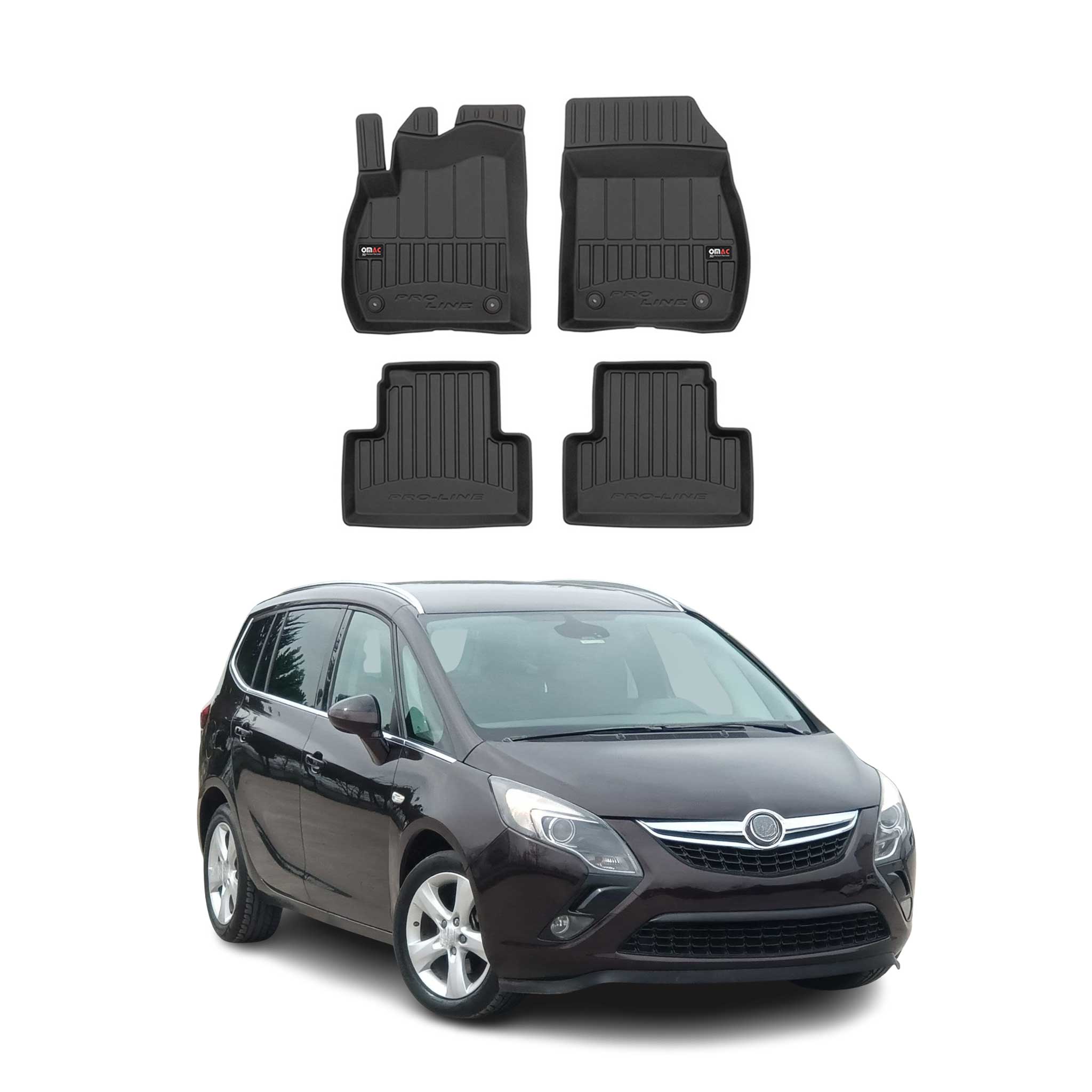 OMAC Premium Alfombrillas De Coche para Opel Zafira C Tourer 2012-2019 Goma 4x
