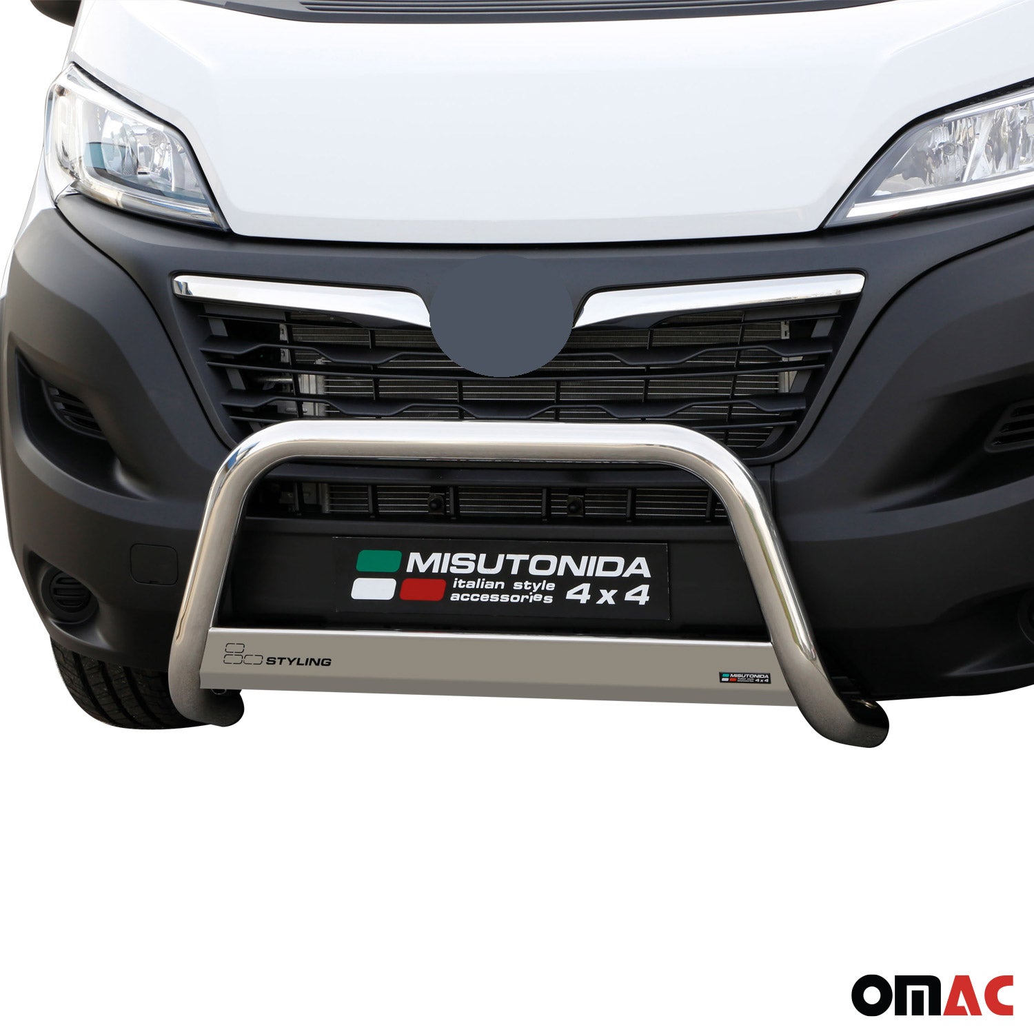 Bull Barra Frontal para Opel Movano 2022-2025 Plata Brillante Acero 1Pza