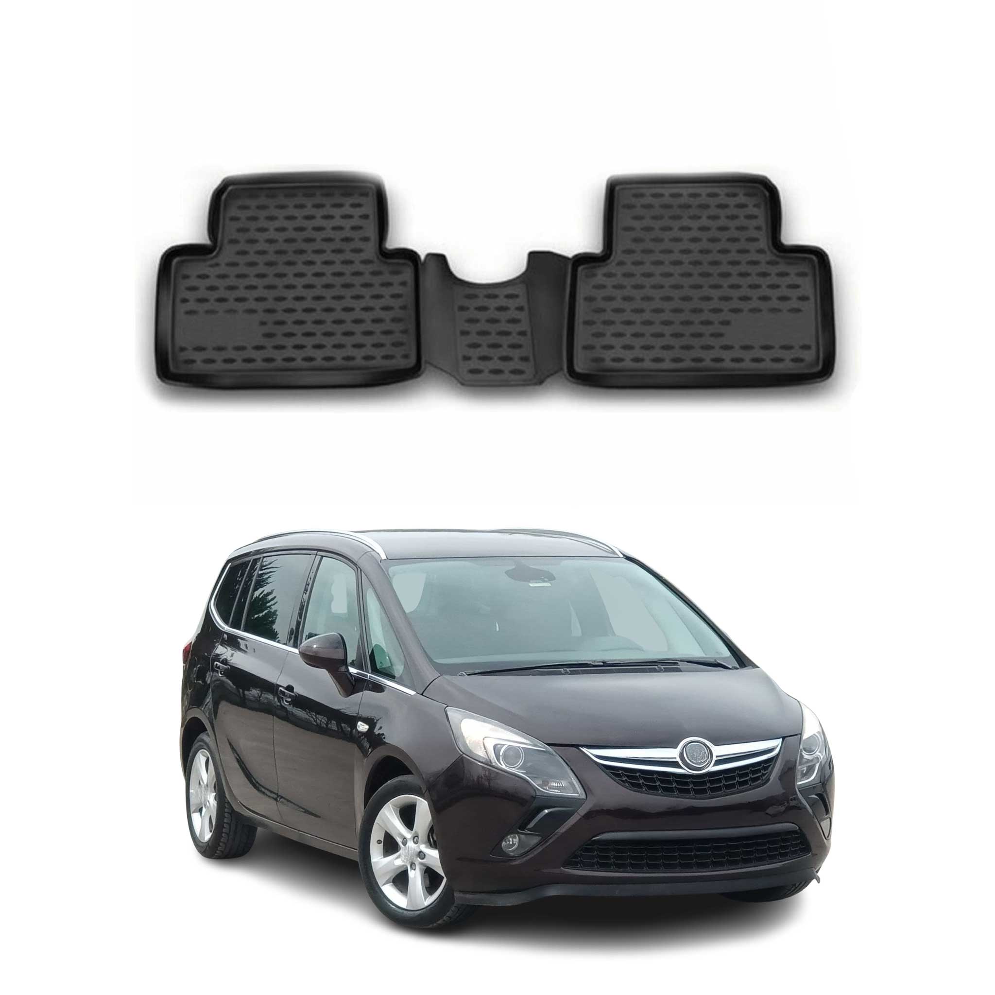 OMAC Alfombrillas De Coche para Opel Zafira C 2011-2019 7-Asiento Negro TPE 2Pza