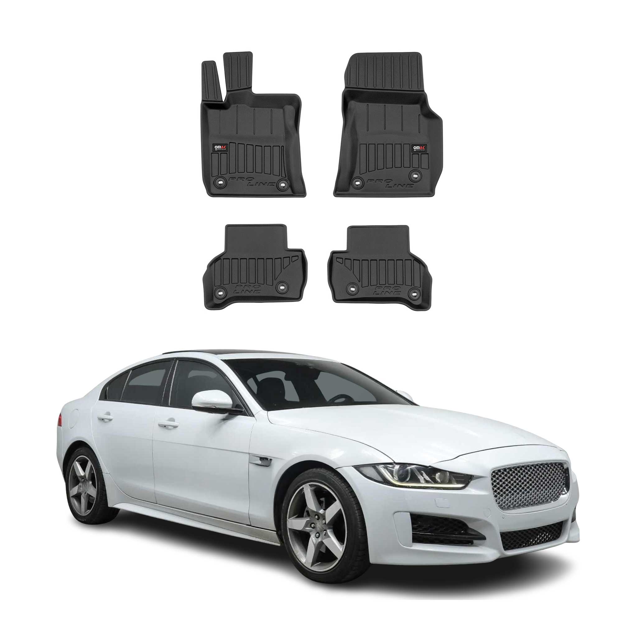 OMAC Premium Alfombrillas De Coche para Jaguar XE 2015-2025 Negro TPE Goma 4Pza