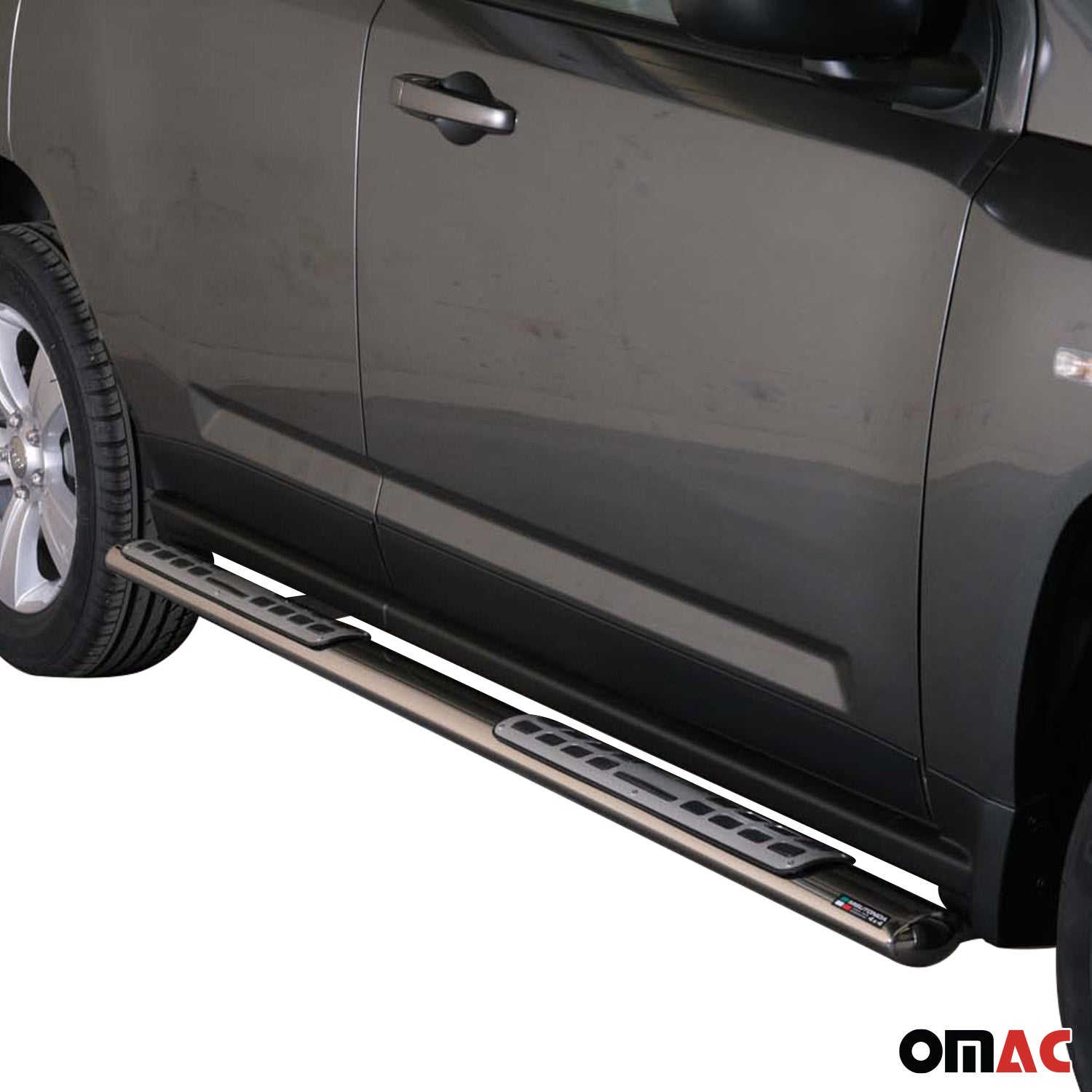 Par de Estribos Barras Laterales para Jeep Compass 2011-2016 Plata Acero 2x