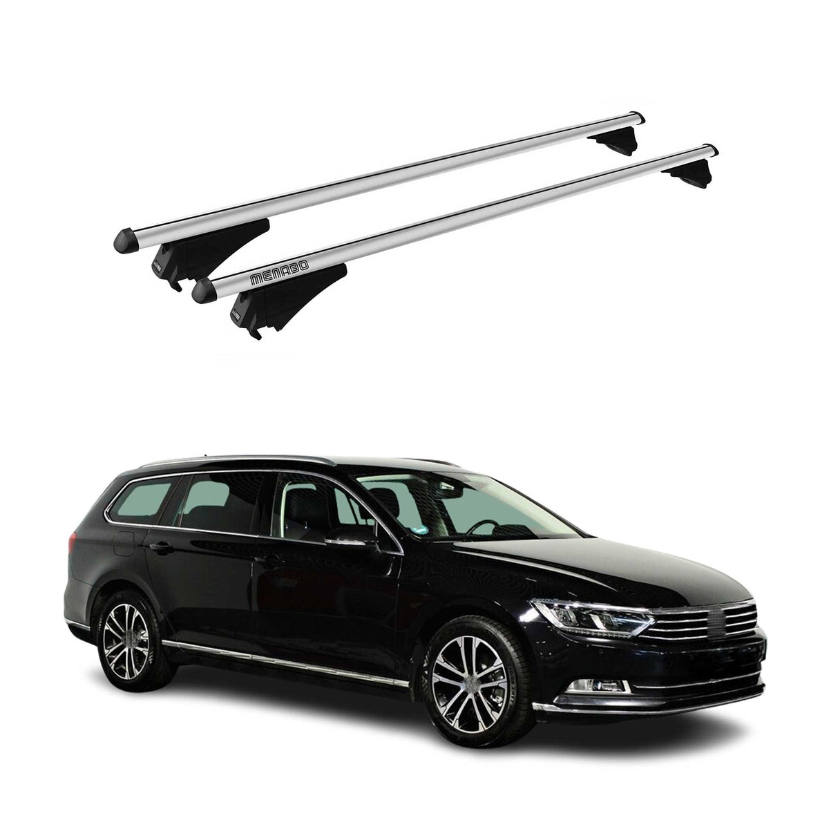 Menabo Barras de Techo Coche Baca para VW Passat B8 Familiar 2014-2019 Gris Alu