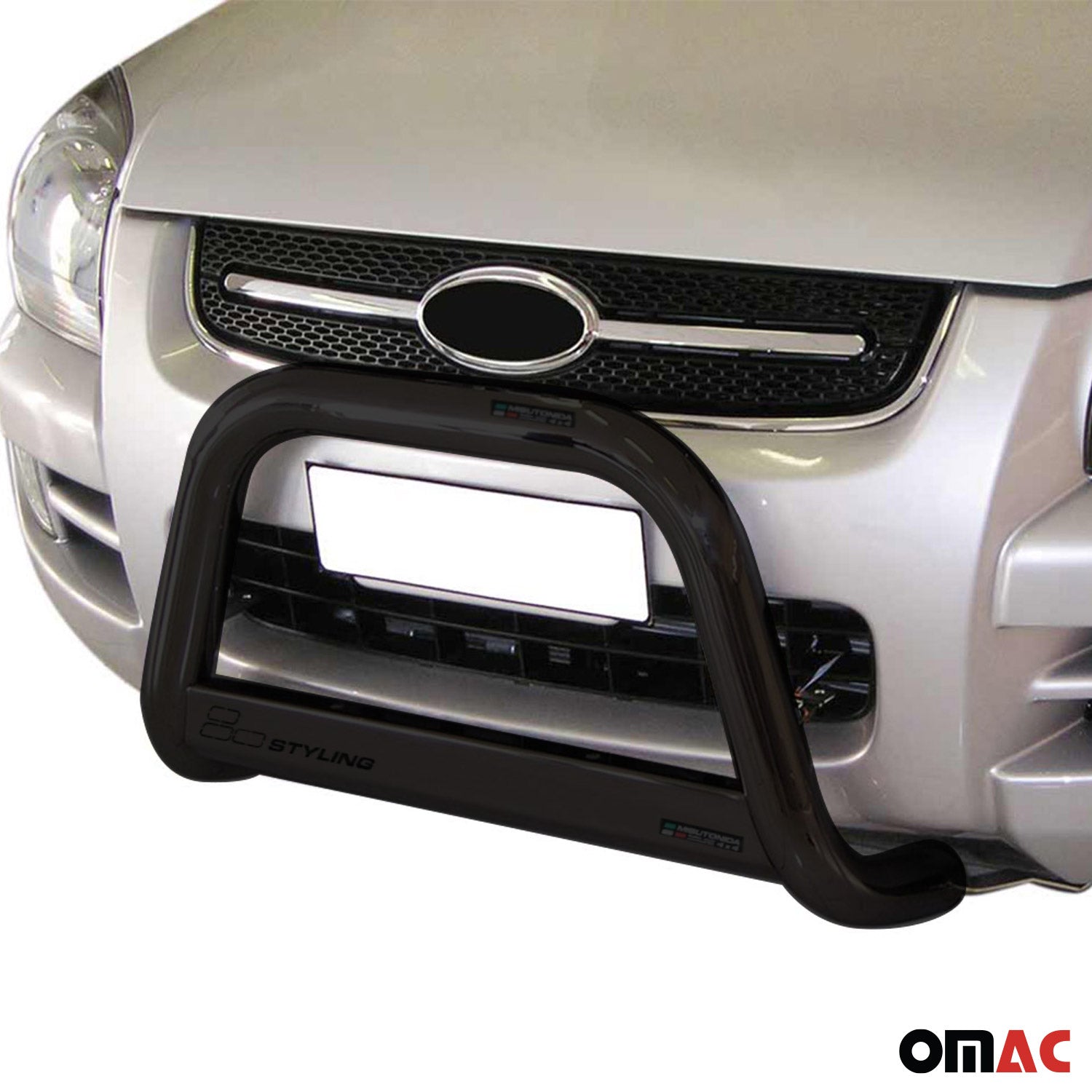 Bull Barra Frontal para Kia Sportage 2004-2008 Negro Brillante Acero