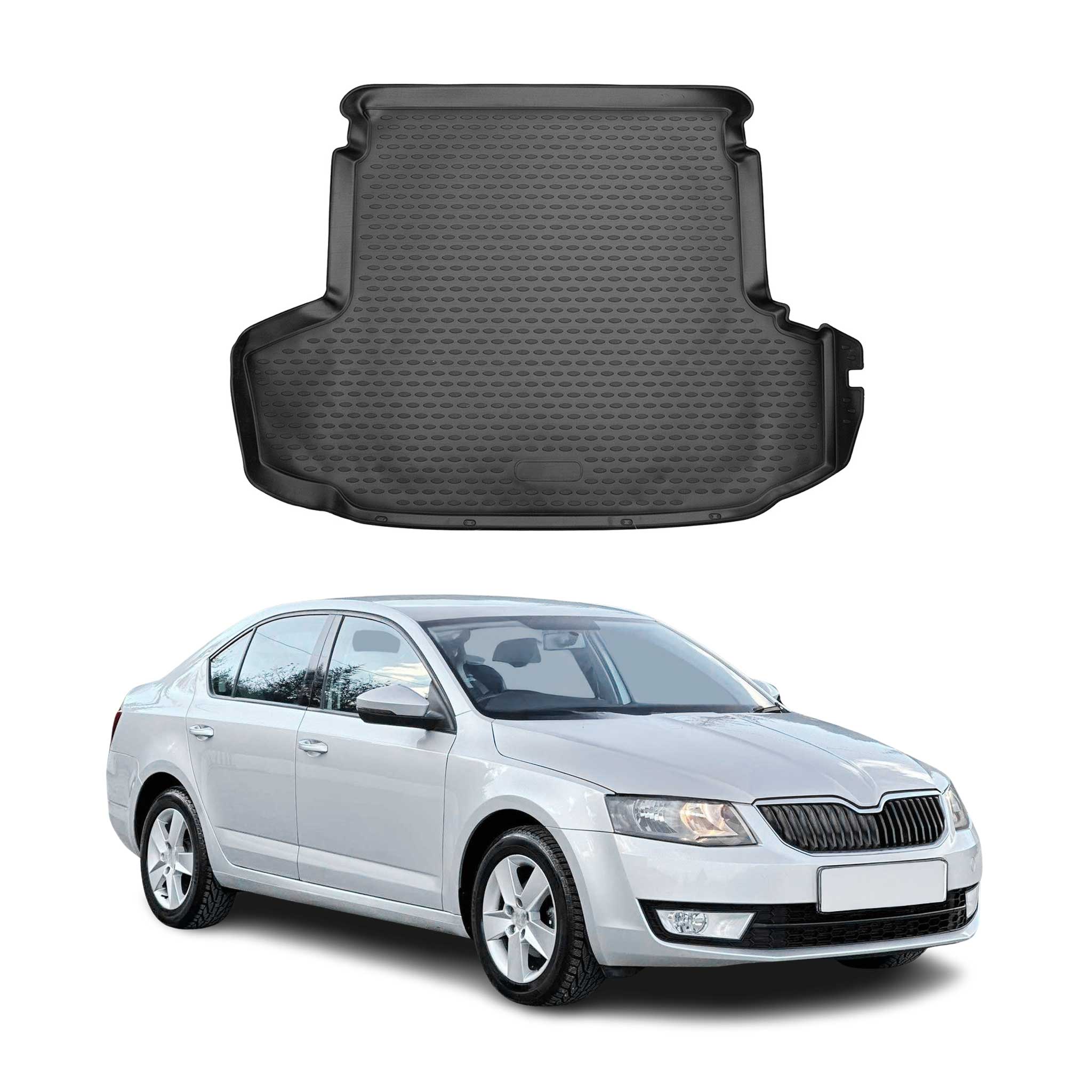 OMAC Bandeja Maletero Alfombrilla para Skoda Octavia 2017-2025 Negro Goma TPE
