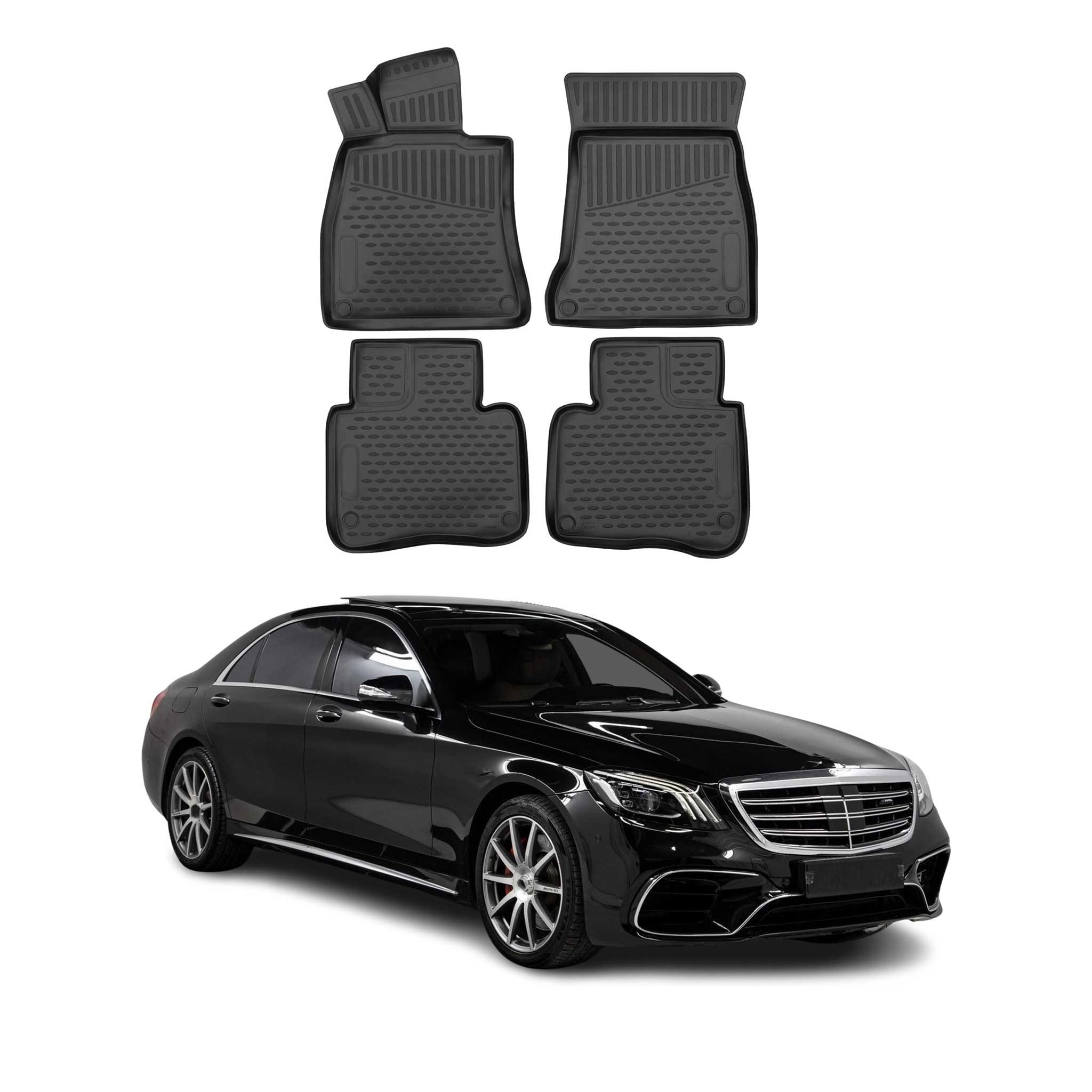 OMAC Alfombrillas De Coche para Mercedes S Class AMG W222 2013-2017 Negro TPE 4x