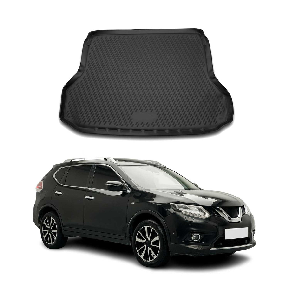 OMAC Bandeja Maletero Alfombrilla para Nissan X-Trail 2014-2021 Negro Goma TPE
