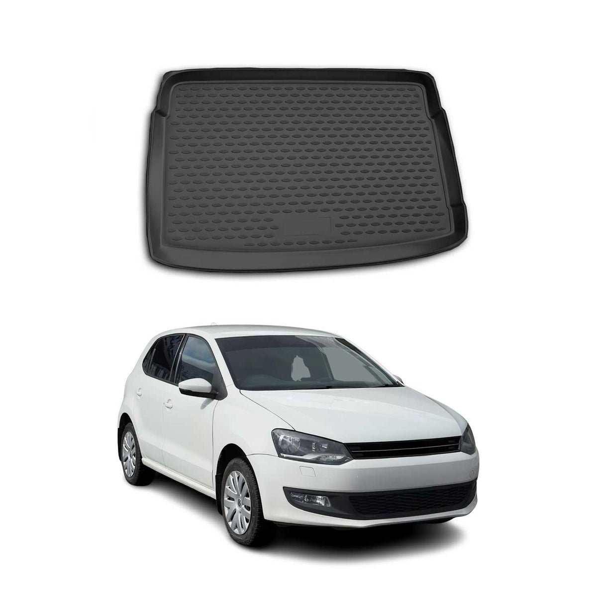 OMAC Bandeja Maletero Alfombrilla para VW Polo 2009-2014 Negro Goma TPE 1Pza