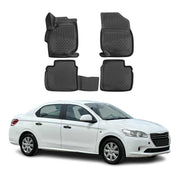 OMAC Alfombrillas De Coche para Peugeot 301 2012-2021 Negro Goma TPE 4Pza