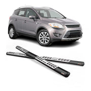 Par de Estribos Barras Laterales para Ford Kuga I 2008-12 Negro Brillante Acero