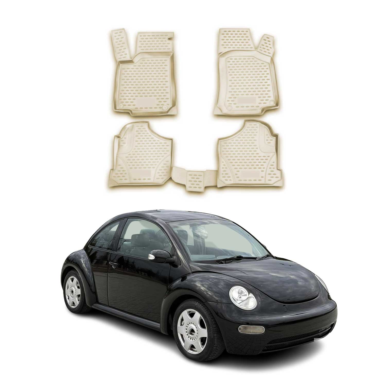 OMAC Alfombrillas De Coche para VW Beetle 1998-2005 Beige Goma TPE 4Pza